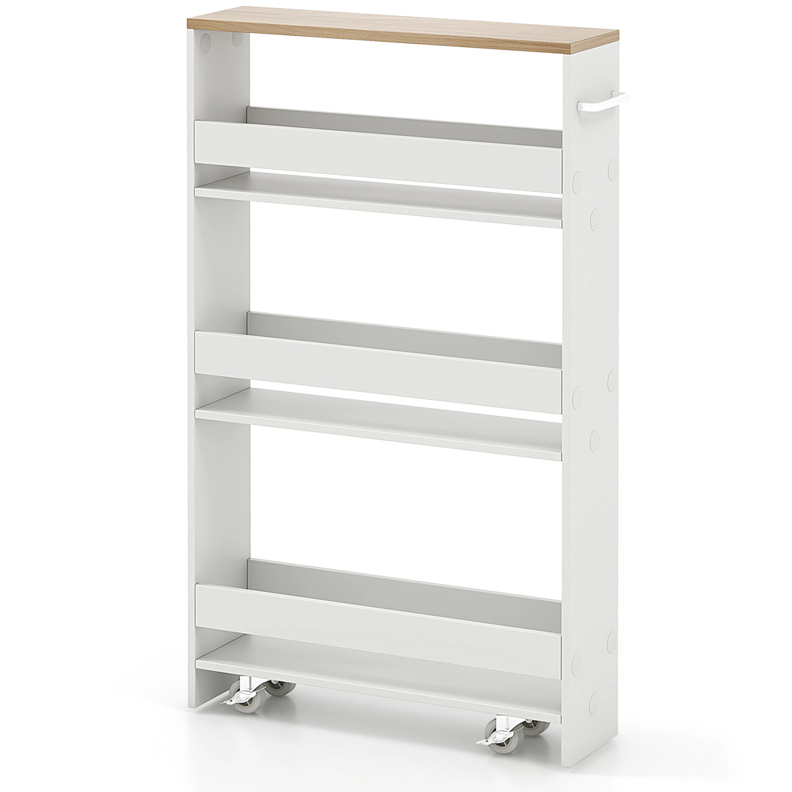 SUGIFT White 5-in Slim Narrow Rolling Bathroom Storage Cart Mobile Organizer Shelf for Laundry Kitchen
