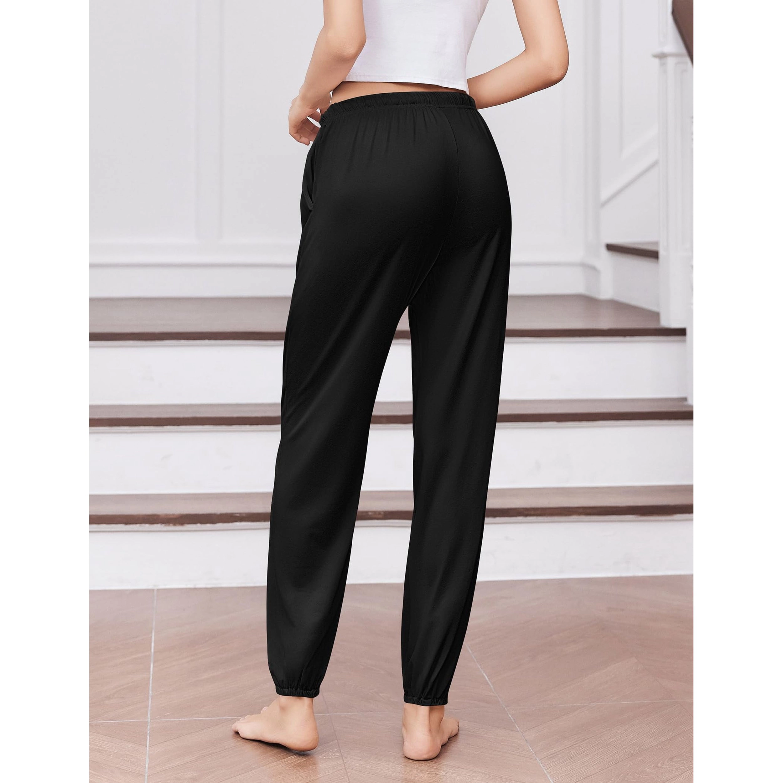 Ekouaer Womens Jogger Pajamas Pants Comfy Long Lounge Bottom Drawstring Elastic Waist Sleep