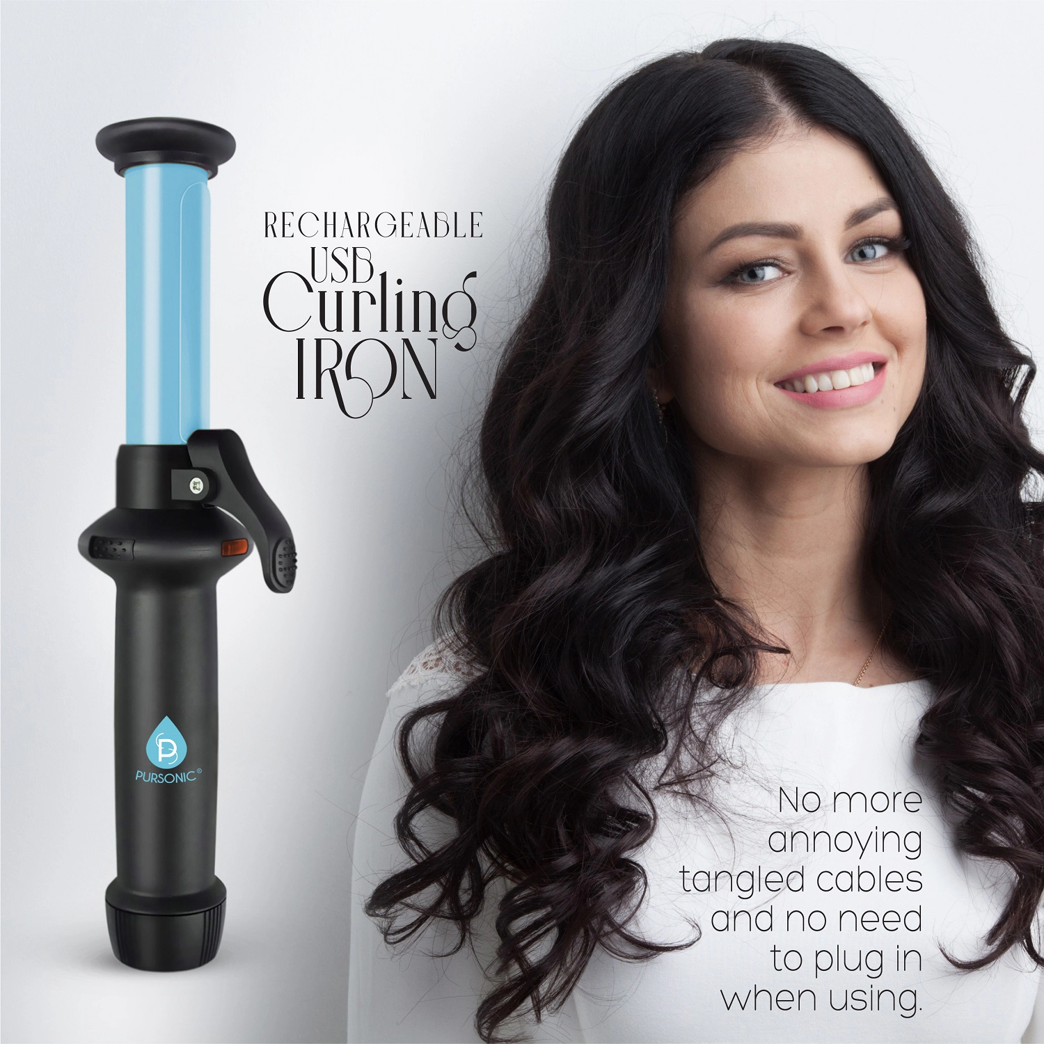 Pursonic Women's USB Rechargeable Mini Curling Iron
