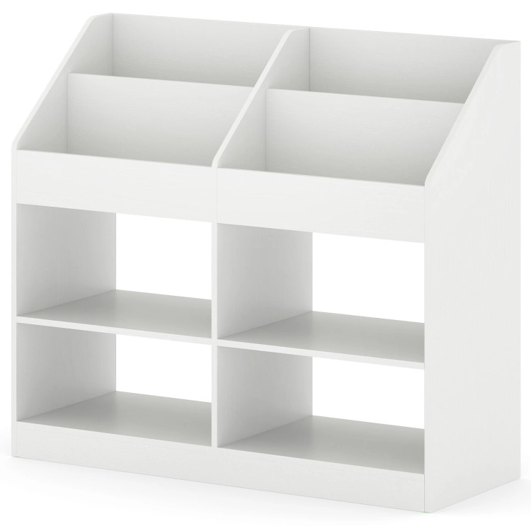 Hivvago 3-Tier Kid's Bookshelf Toy Storage Organizer with Display Rack and 4 Compartments