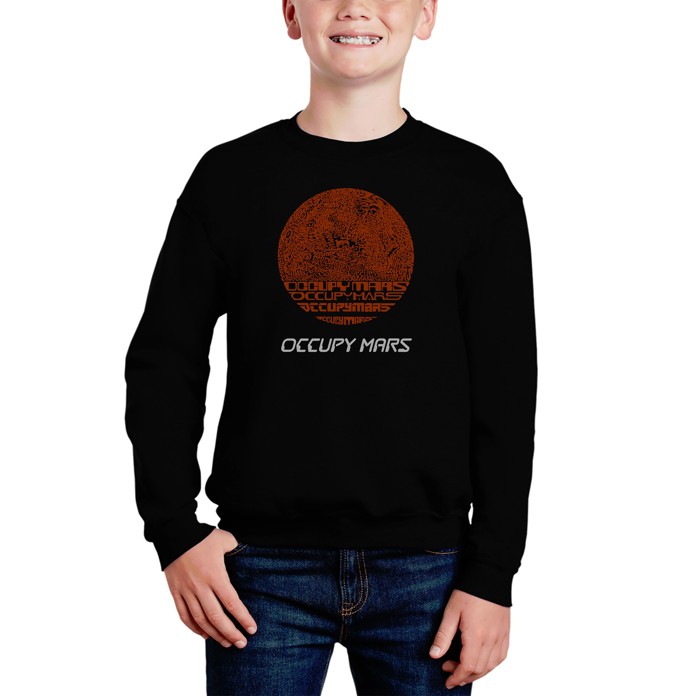 LA Pop Art Boy's Word Sweatshirt - Occupy Mars