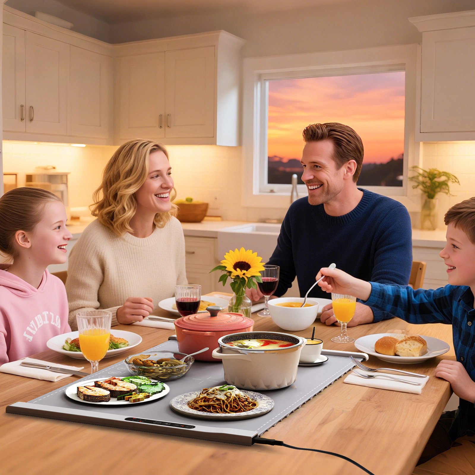 SUGIFT Gray Rollable Electric Food Warming Mat with 3 Heat Settings and Timer 260W 24-in W 17-in D 0.8-in H