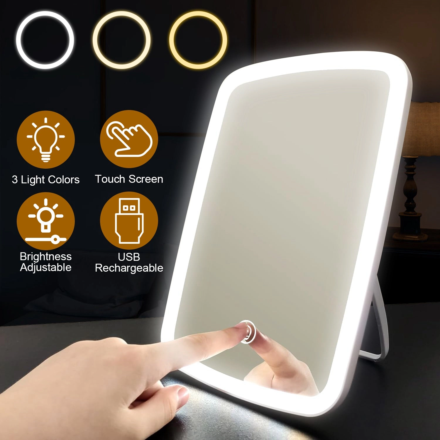 GBruno LED Rechargeable Vanity Makeup Mirror