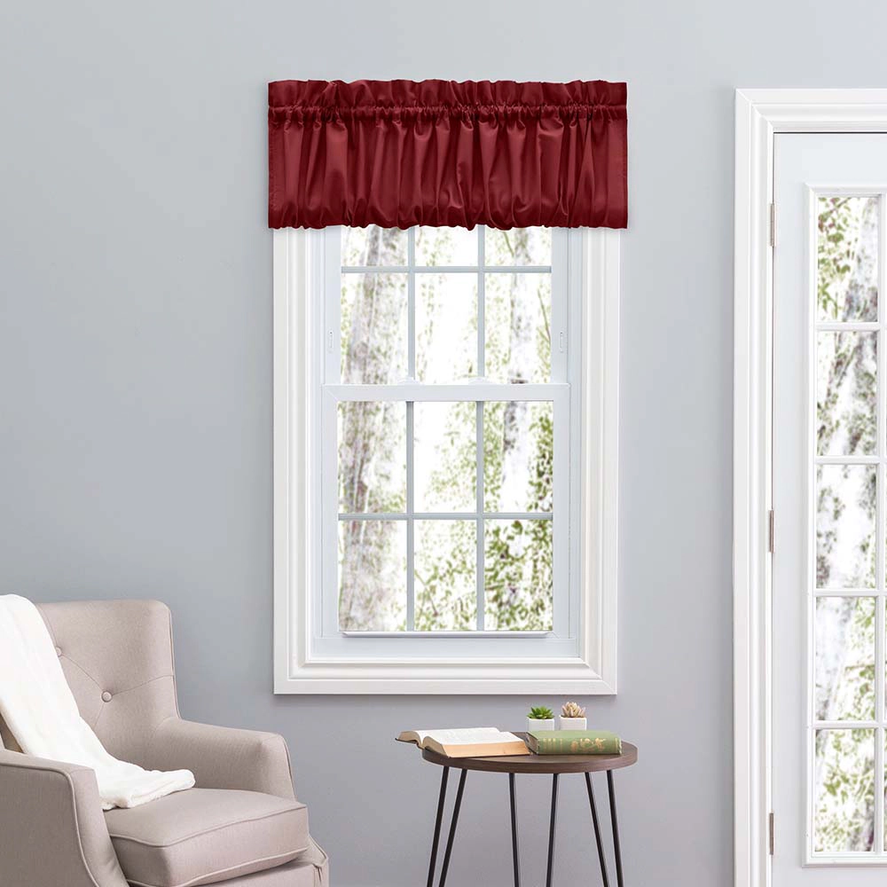 Ellis Curtain Stacey 1.5" Rod Pocket Window Balloon Valance Elegant 60"x15" Solid Fabric Merlot
