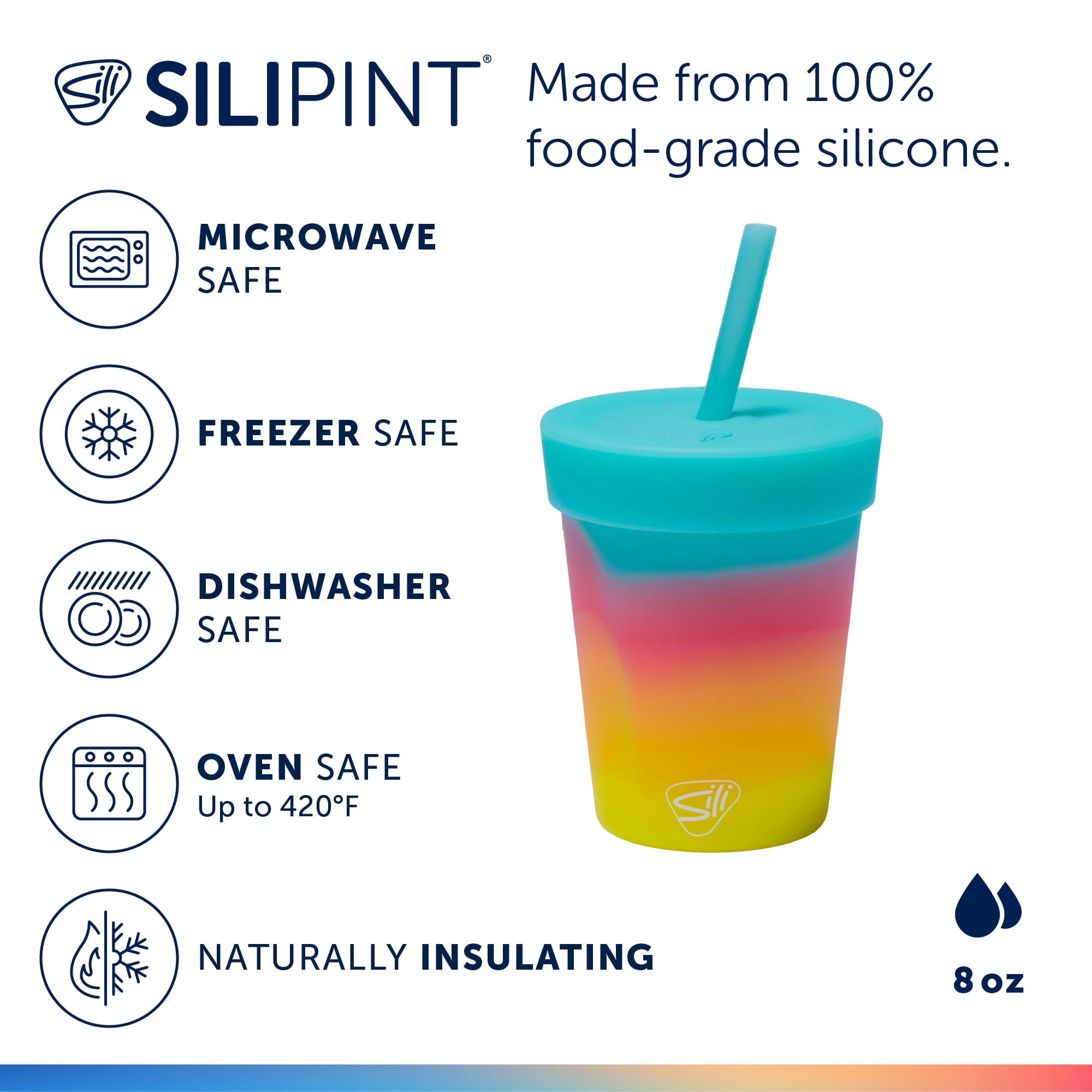 Silipint Silicone 8 oz Kids Straw Tumbler