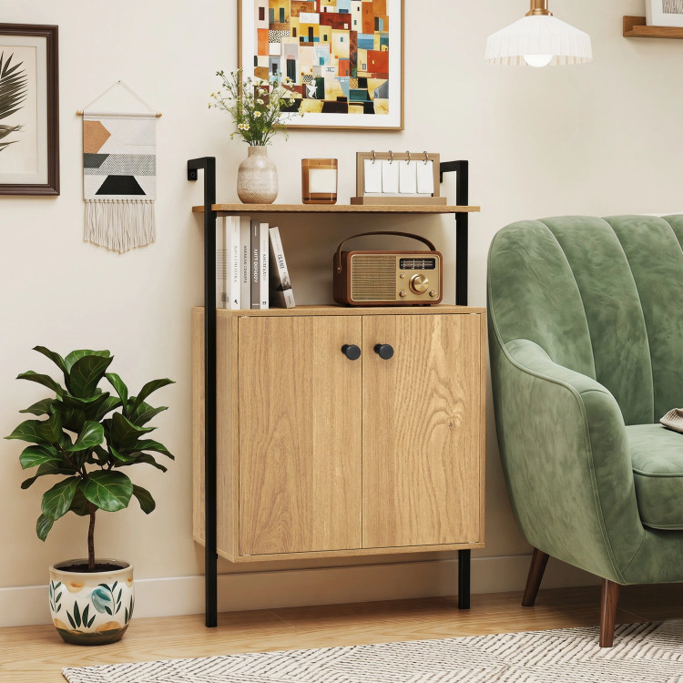Hivvago 2-Door Wall Mount Bookshelf with Storage Cabinet