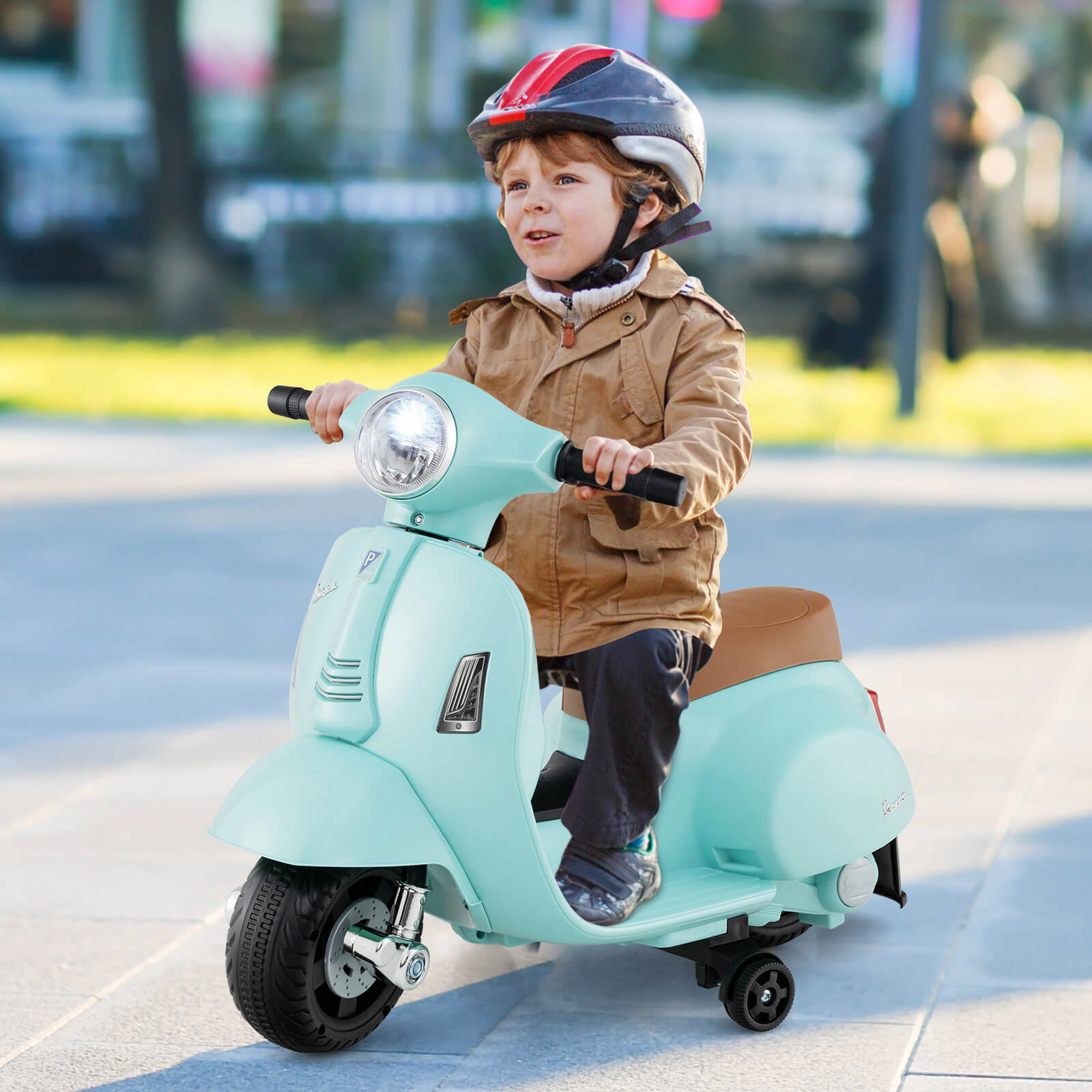 Costway Kids Ride on Motorcycle with Training Wheels Headlight Horn 6V Battery