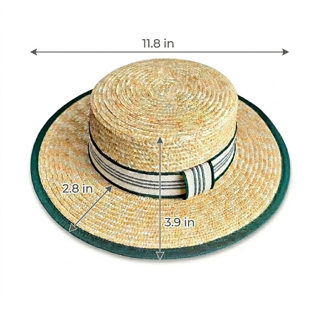 Anna-Kaci Women's Women Straw Boater Hat Wide Brim Summer Sun with Striped Band Trim