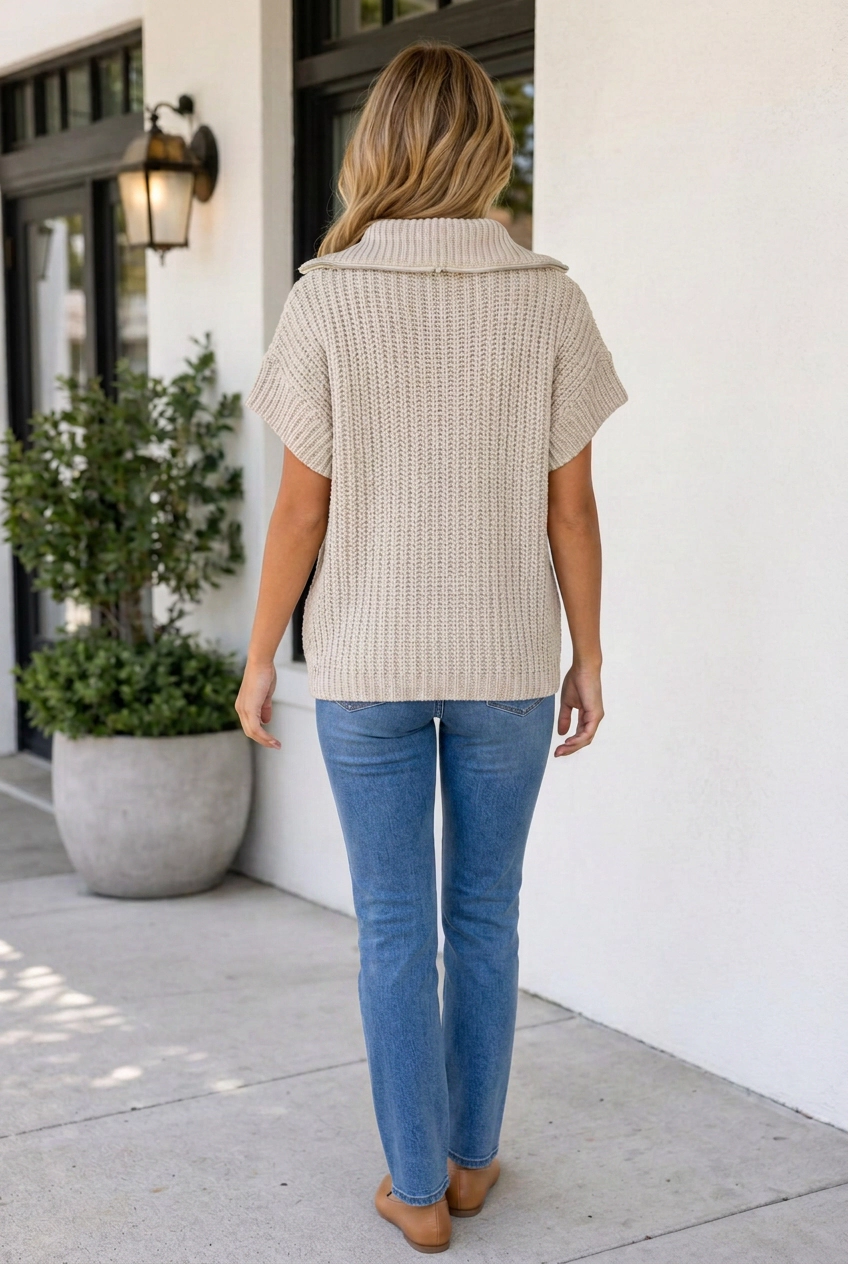 Threaded Pear Lilly Zipper Knit High Sweater