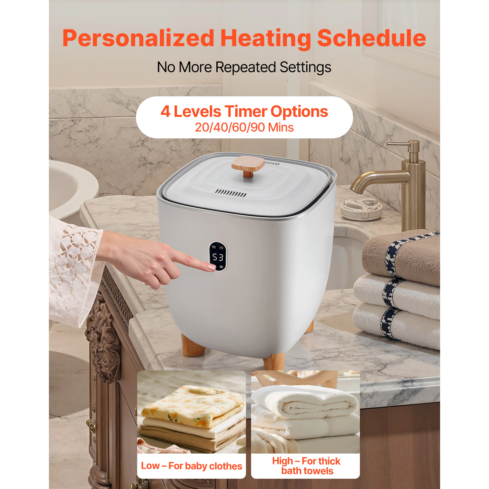 HONGGE Towel Warmers for Bathroom, Warmer Bucket Auto Shut Off Spa, Fits up to Oversized Bath Towels, Blankets