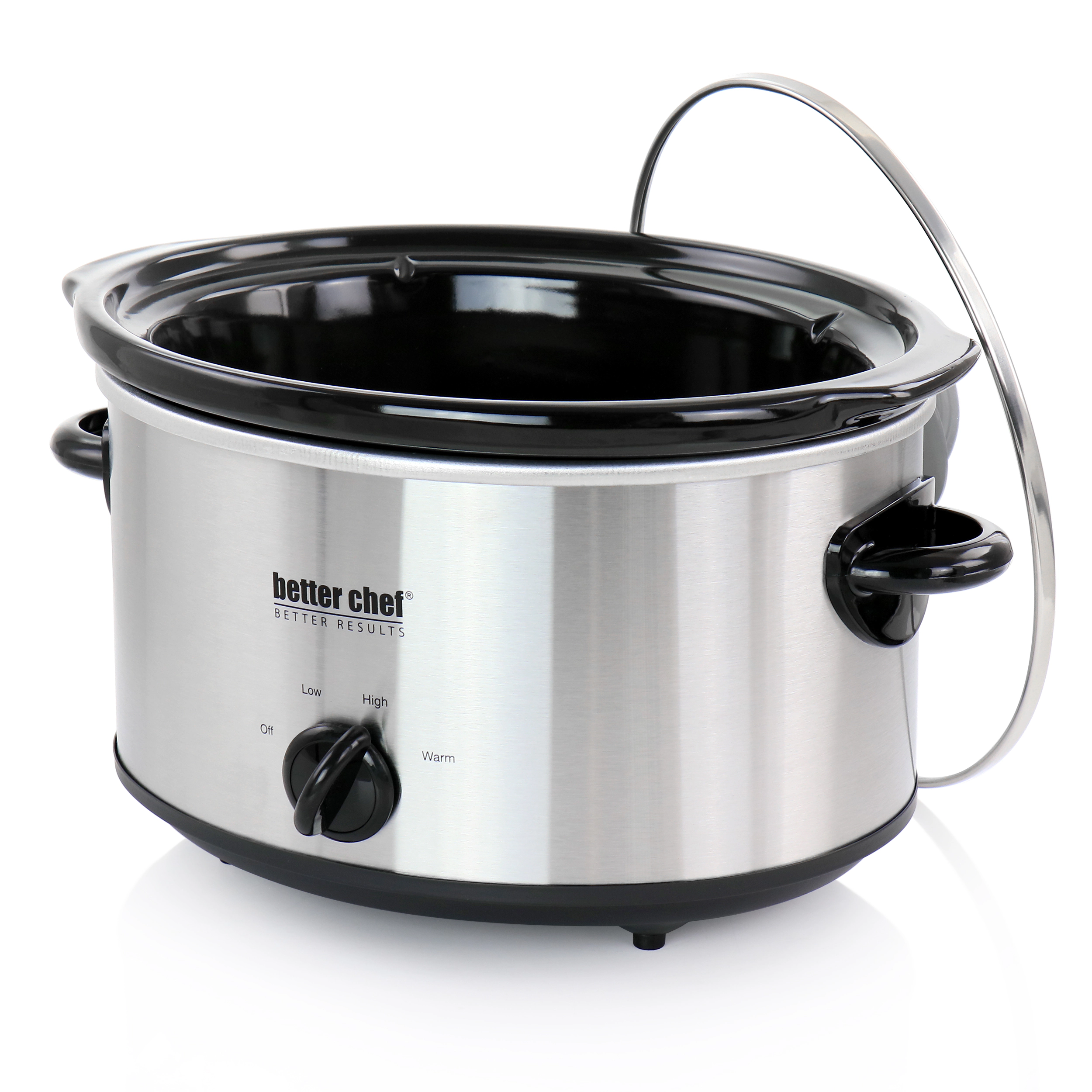 Better Chef Quart Oval Slow Cooker with Removable Stoneware Crock in Stainless Steel