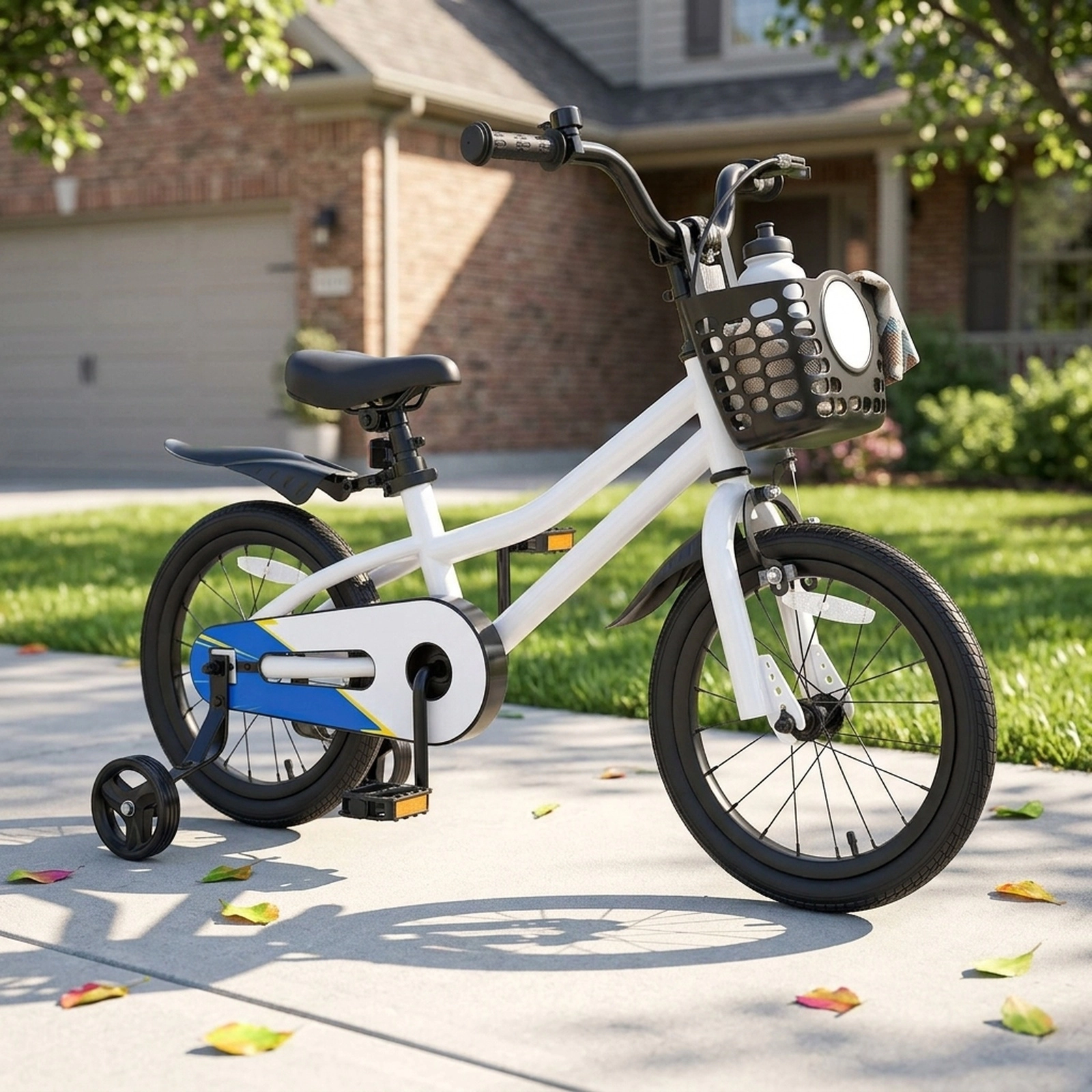 16-in Kids Bike with Removable Training Wheels Reach-Adjustable Hand Brake and Coaster Brake for Ages 4-7 Kids Bicycle