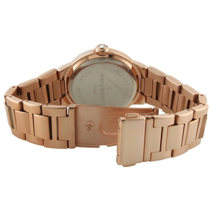 Peugeot Women's Rose Gold Plated 36mm Round Tank Steel Bracelet Watch