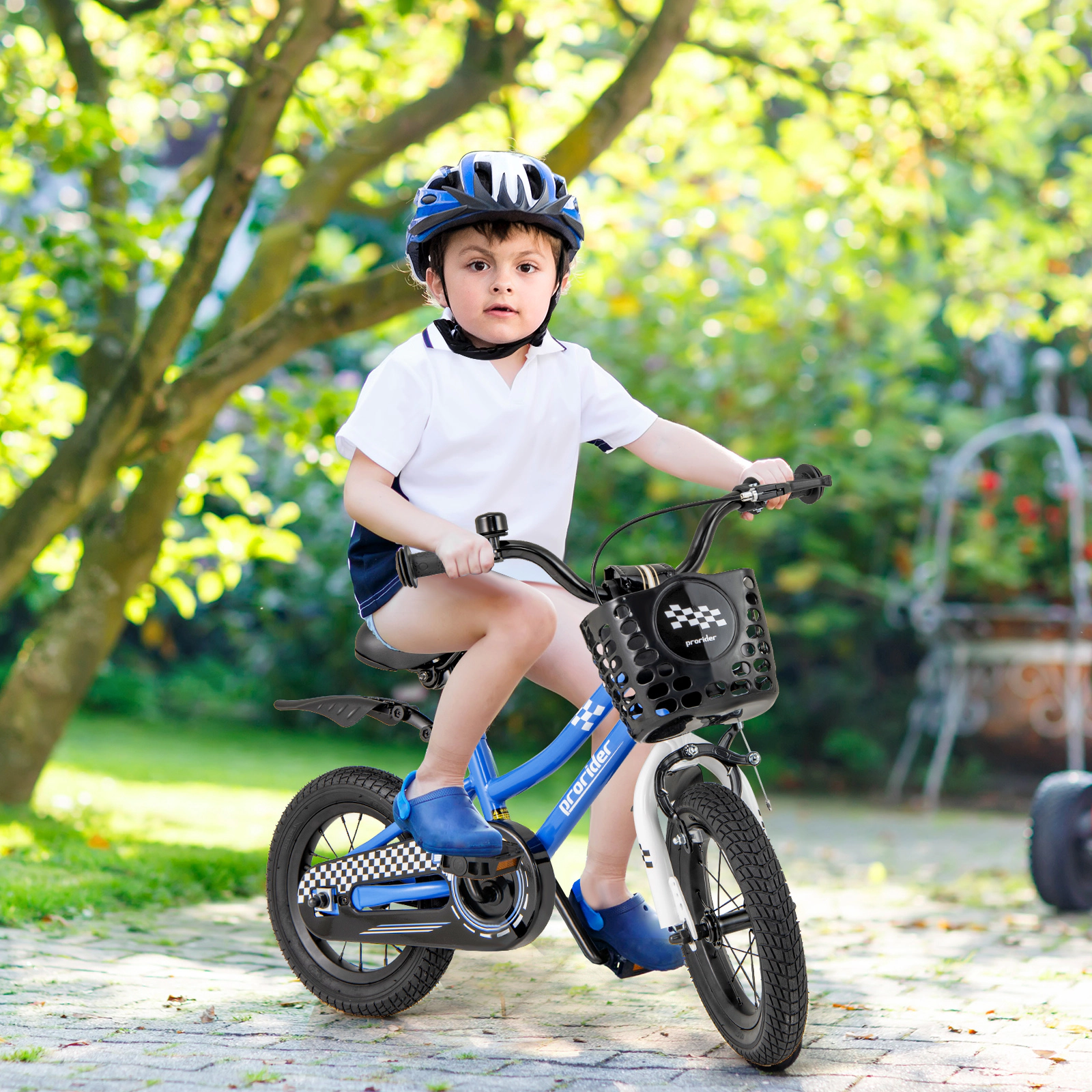12-in Toddler Bike Training Wheels 5-Layer Pneumatic Tires Mudguard 31.5-in to 41.3-in Ages 3-4 Navy