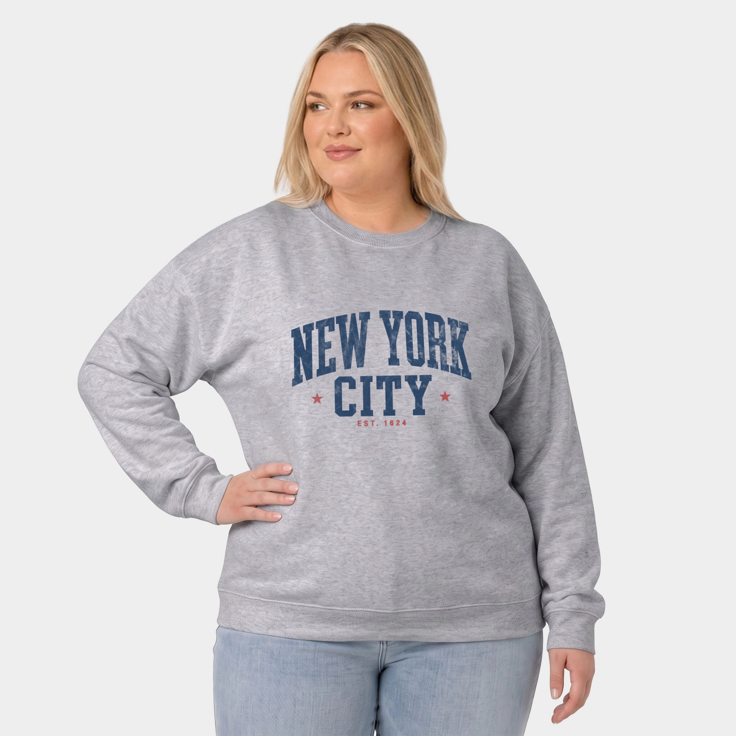 Simply Sage Market - Women's Plus Sized Graphic Sweatshirt New York City Varsity Stars