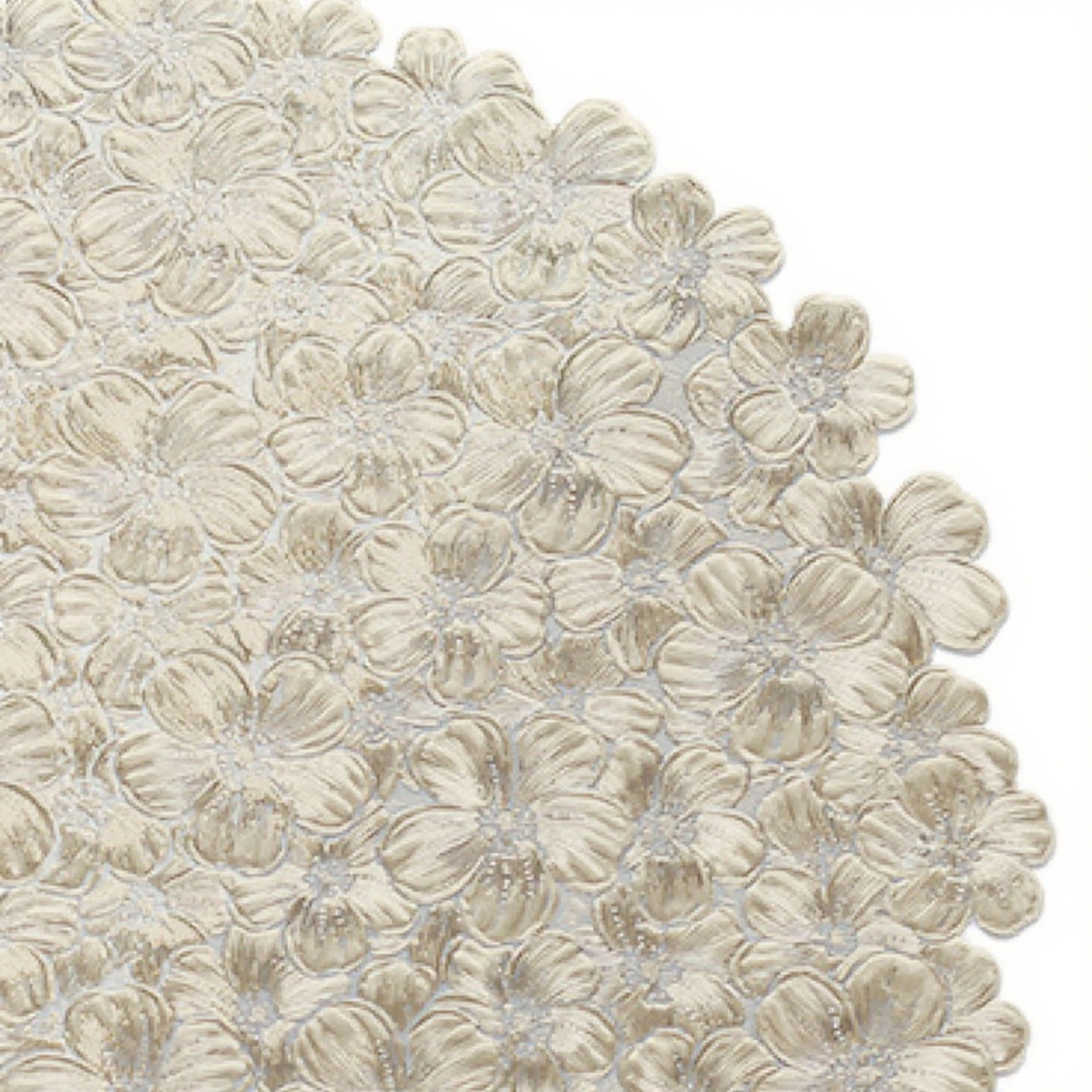 Alilang Unisex 4-Piece Round Floral Cutout Placemat with Embroidered Petal Details