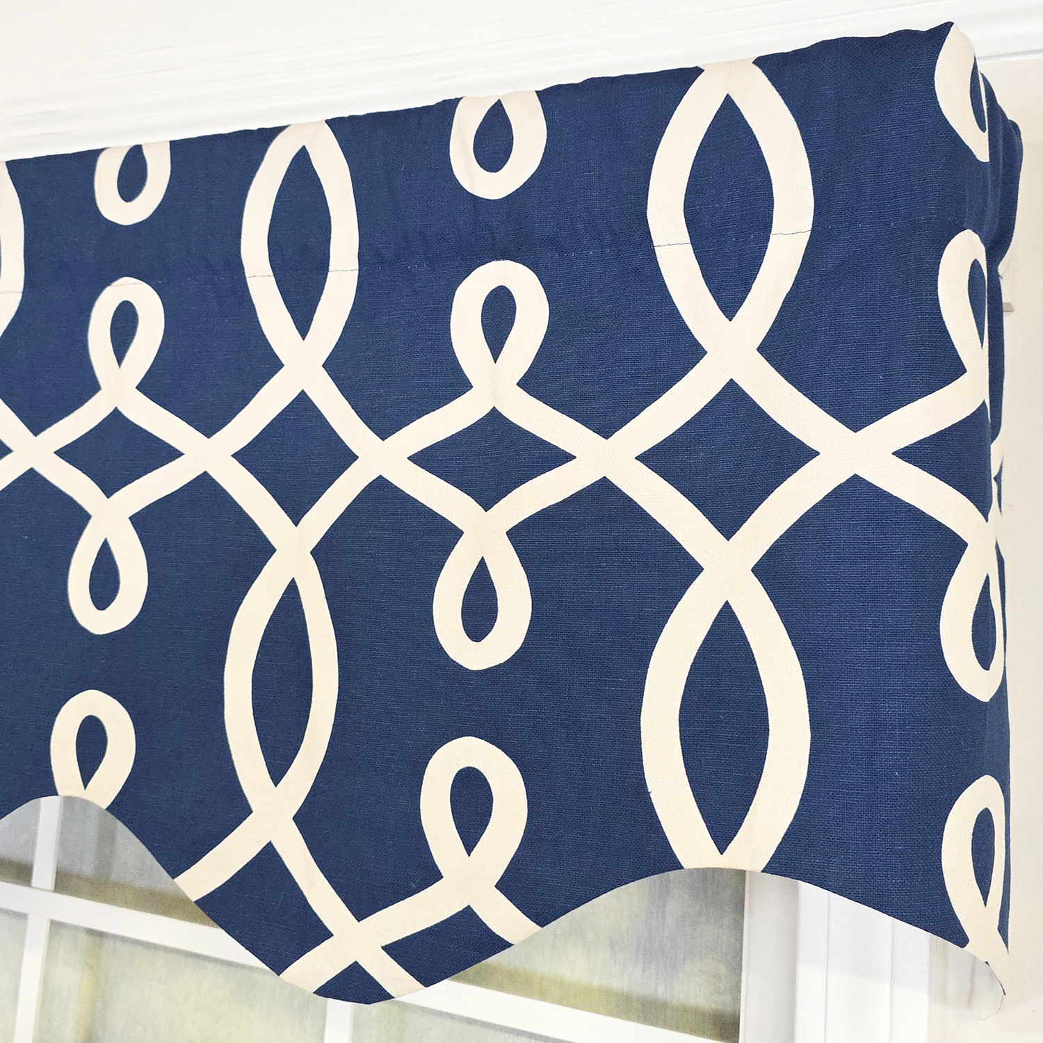 RLF Home Oblique Regal 100% Cotton Rod Pocket Lined  Window Valance 50" x 17" Navy