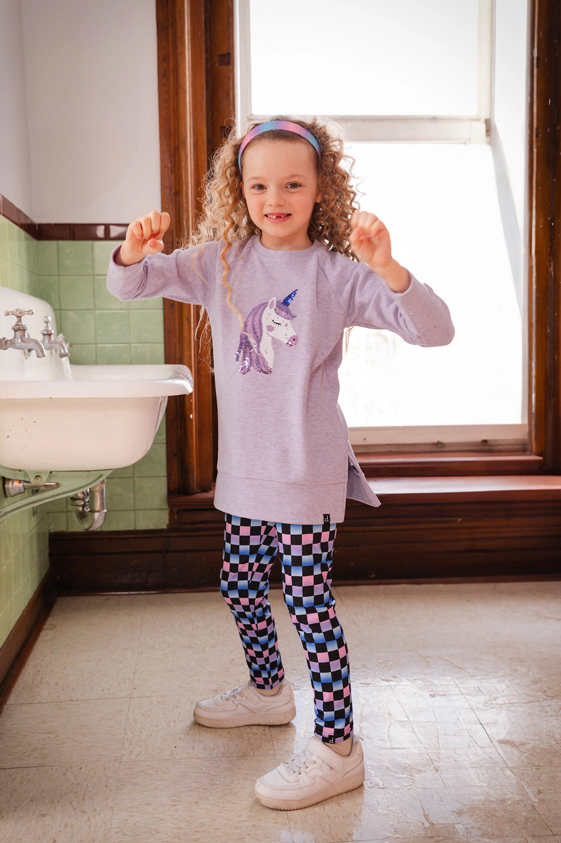 Deux par Girls Sequin Unicorn Long Sleeve Tunic