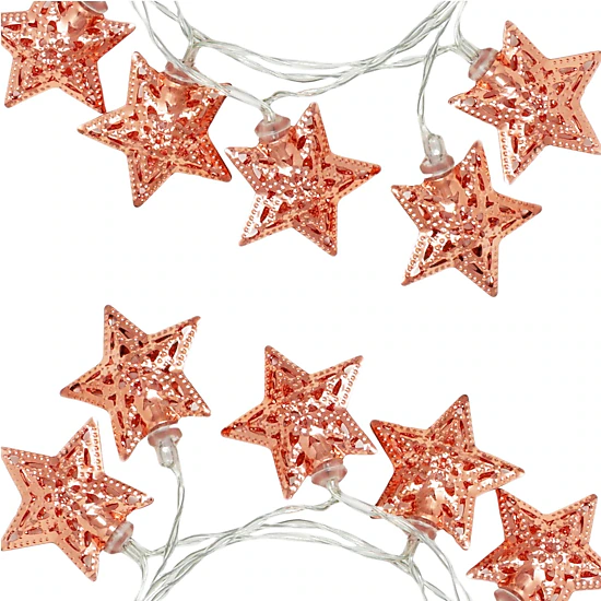 Elegani 3-Pack 10-LED Rose Gold Metal Star String Lights, 3 ft, Color ...