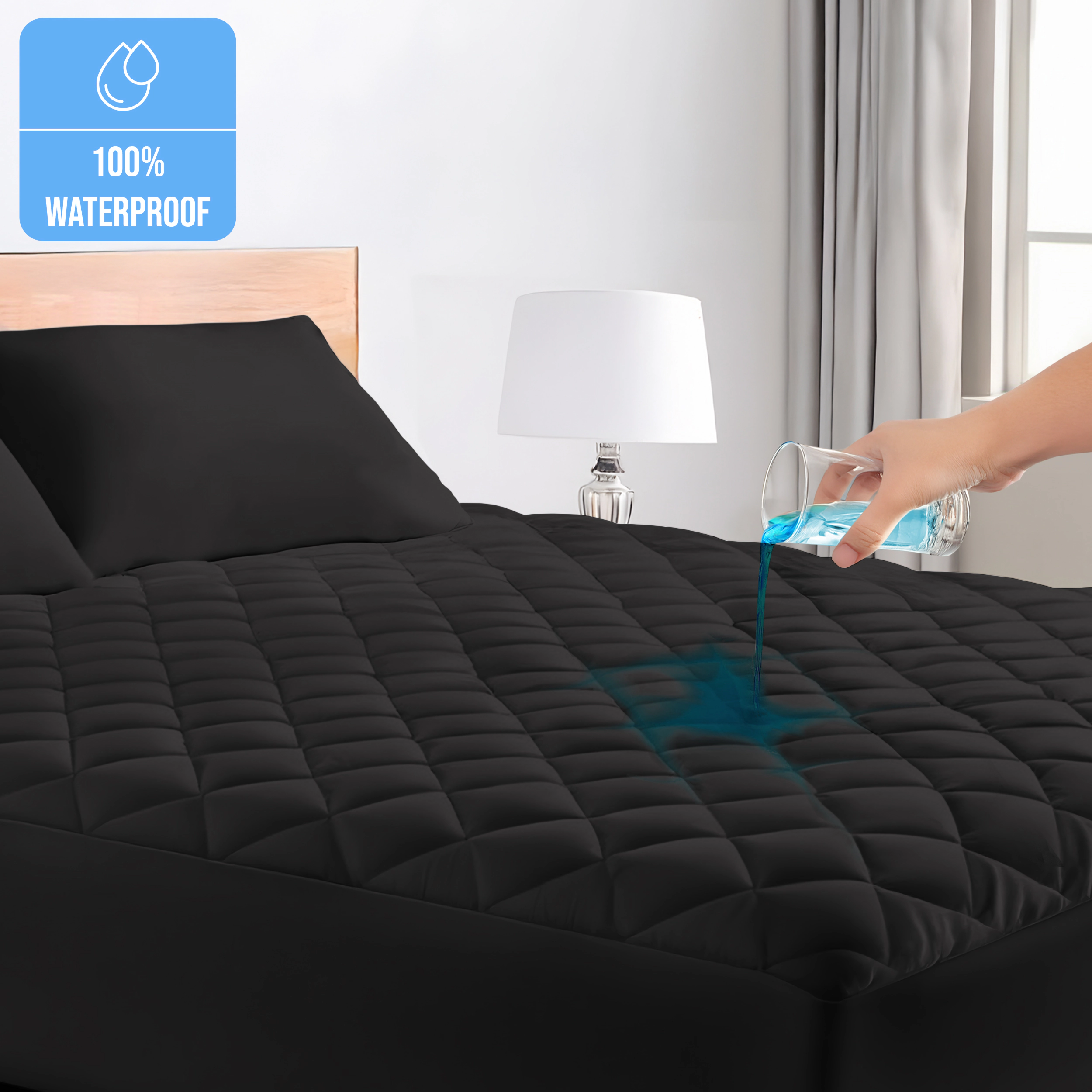 Lux Decor Collection Waterproof Quilted Elastic Fitted Mattress Pad with Deep Pockets