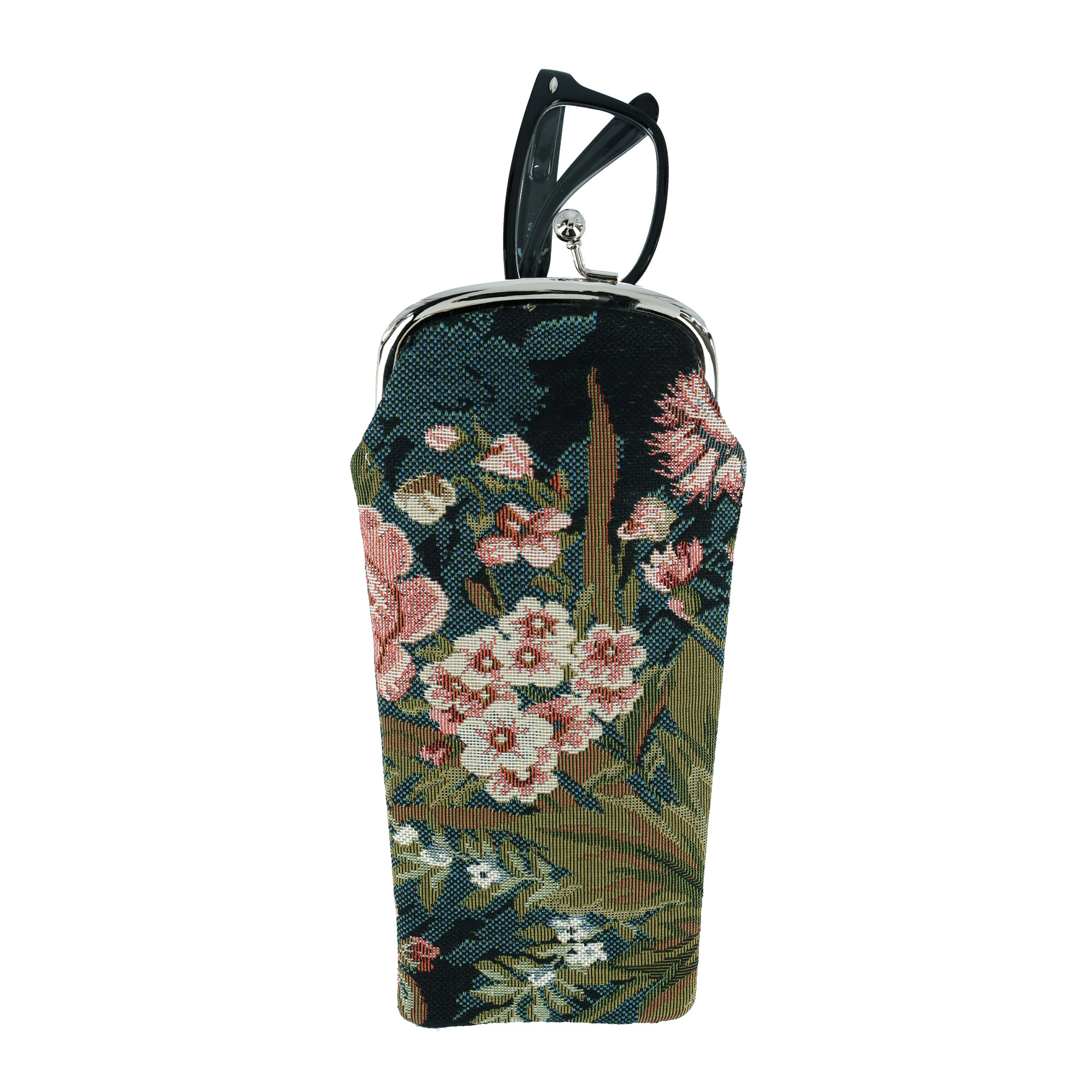 CTM Women's Floral Print Tapestry Glasses Case