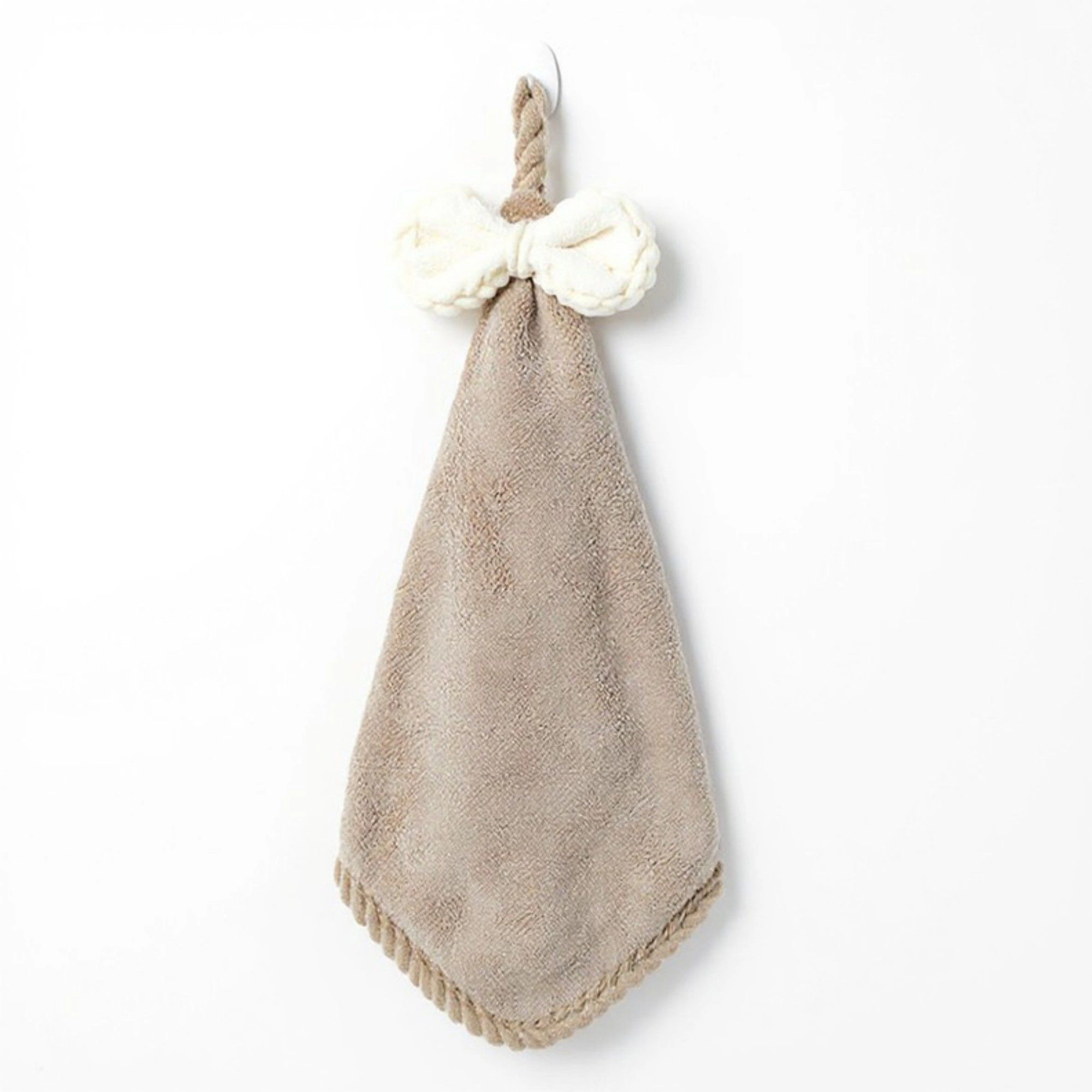 Alilang Unisex Soft Absorbent Hanging Hand Towels with Bow Detail Reusable Cleaning Cloth 2 Pack