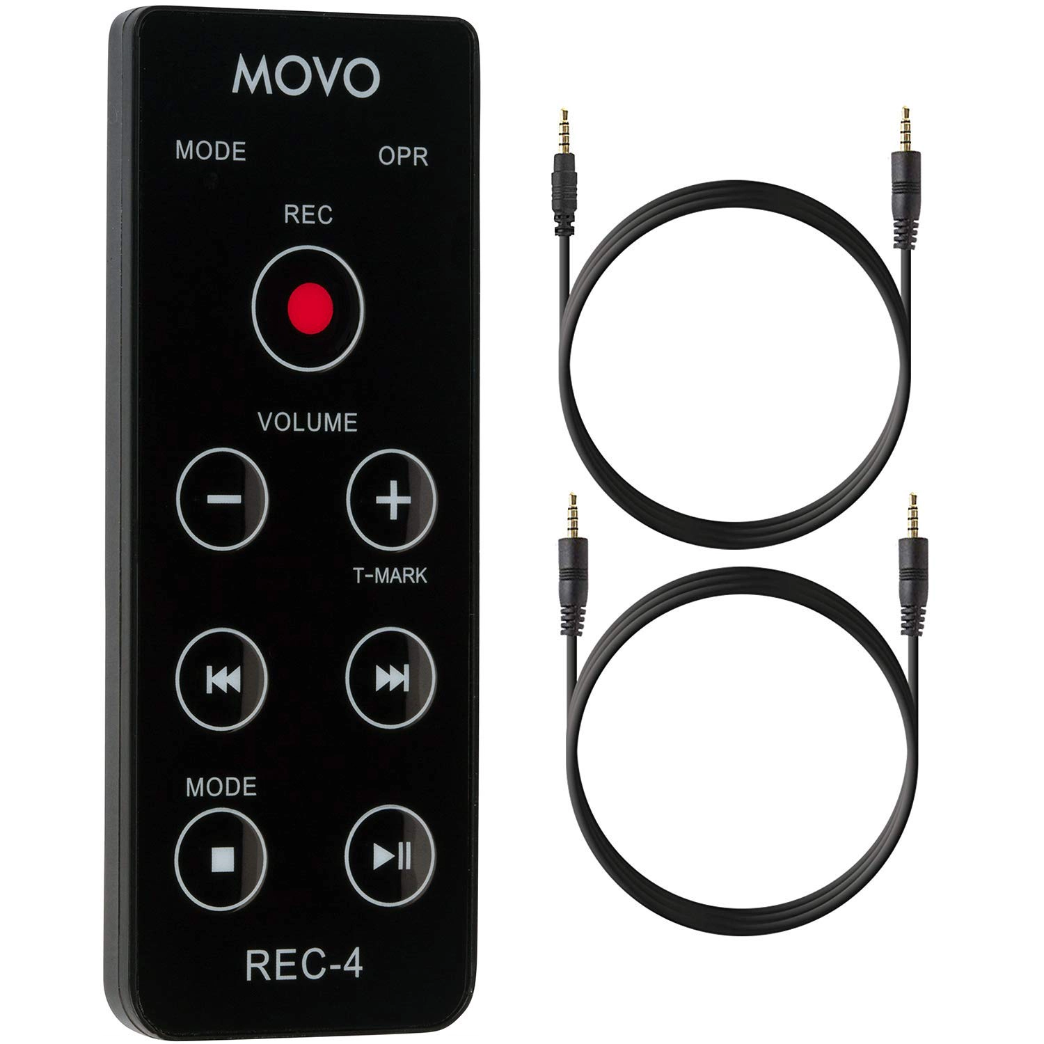 Movo REC-4 Wired Remote Control for Zoom H2n H4n Pro H5 H6 Portable Digital Handy Recorders