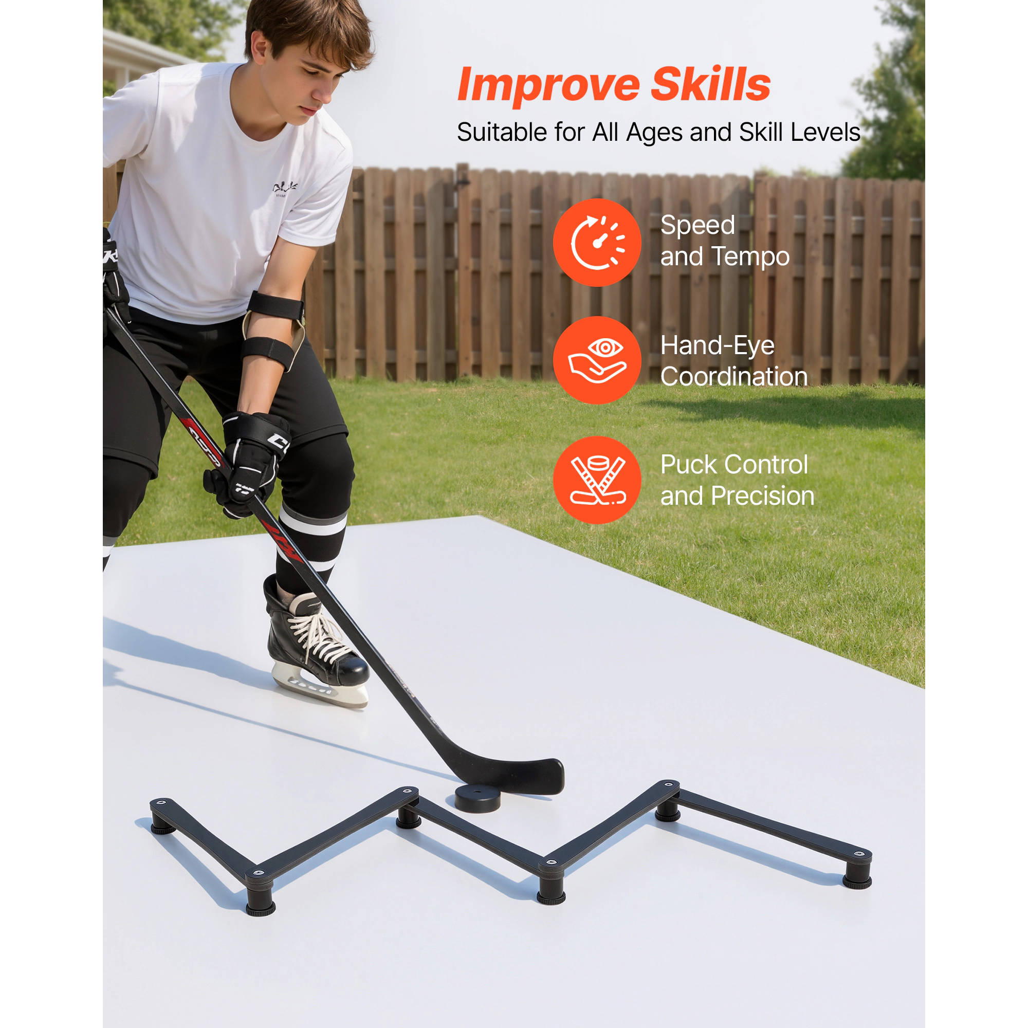 HONGGE Hockey Stick Handling Trainer Portable Equipment Puck Control