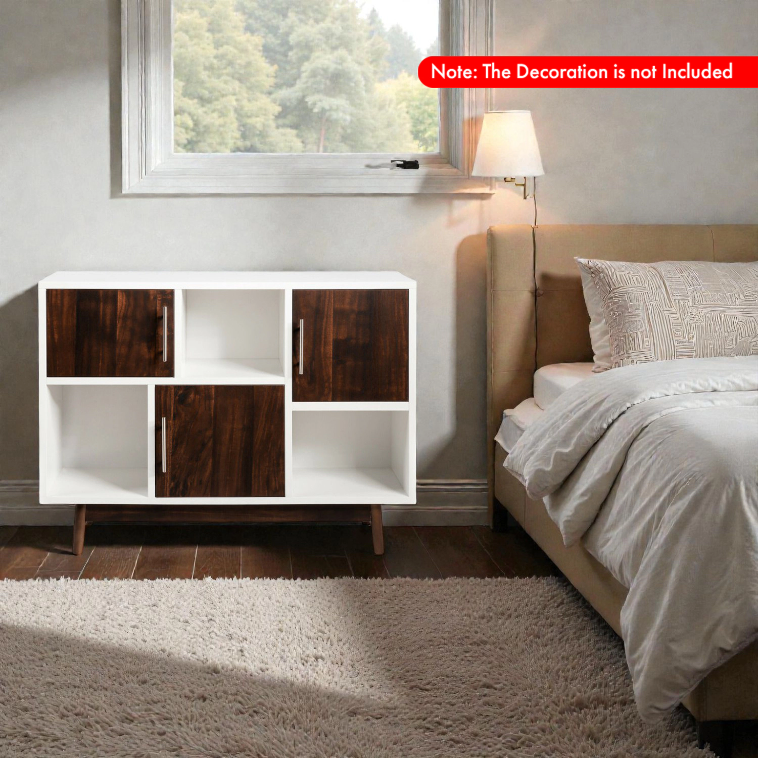 Hivvago Wooden Sideboard Cabinet with Display Shelves and Storage Compartments