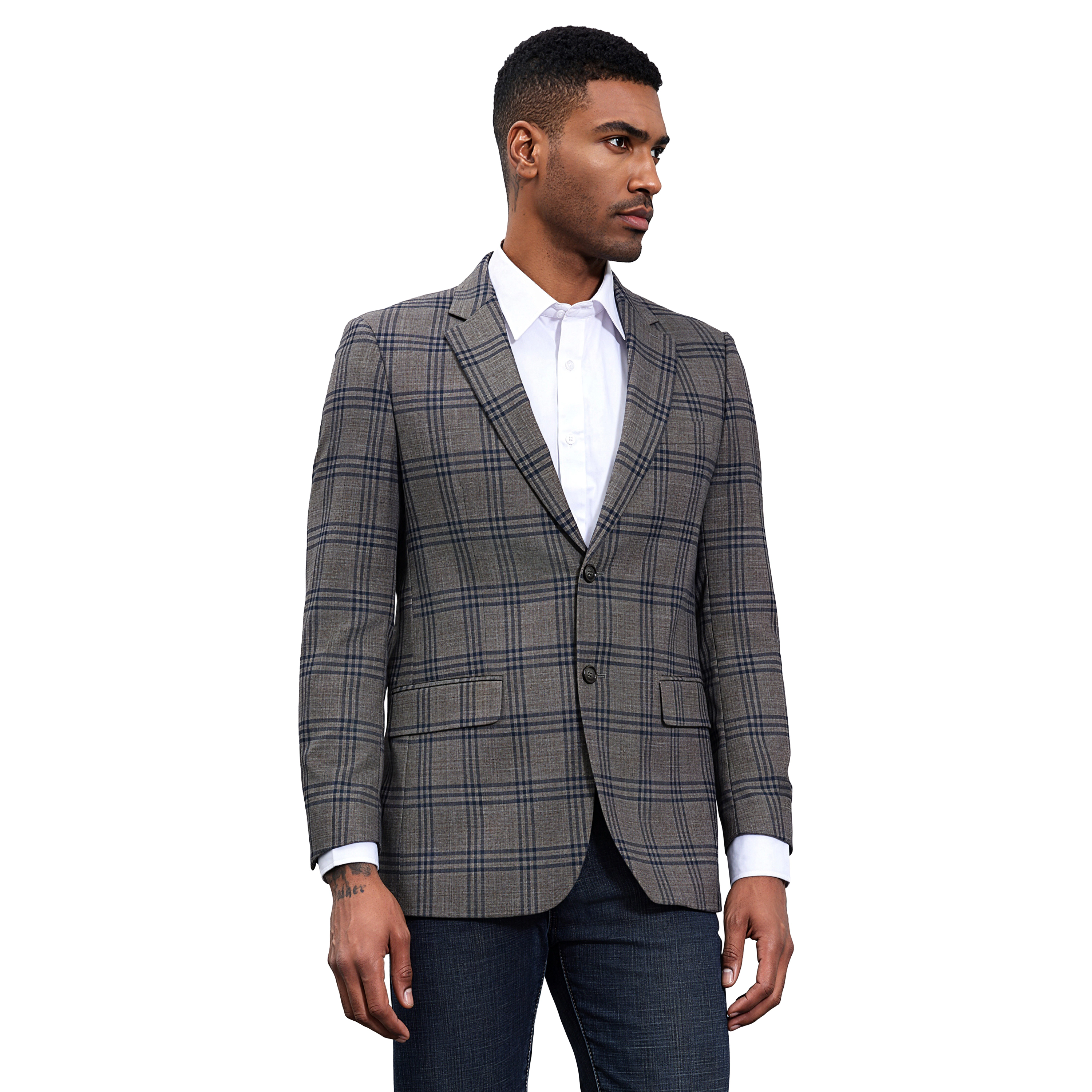 Tazzio Mens Slim Fit Glen Plaid Sport Coat