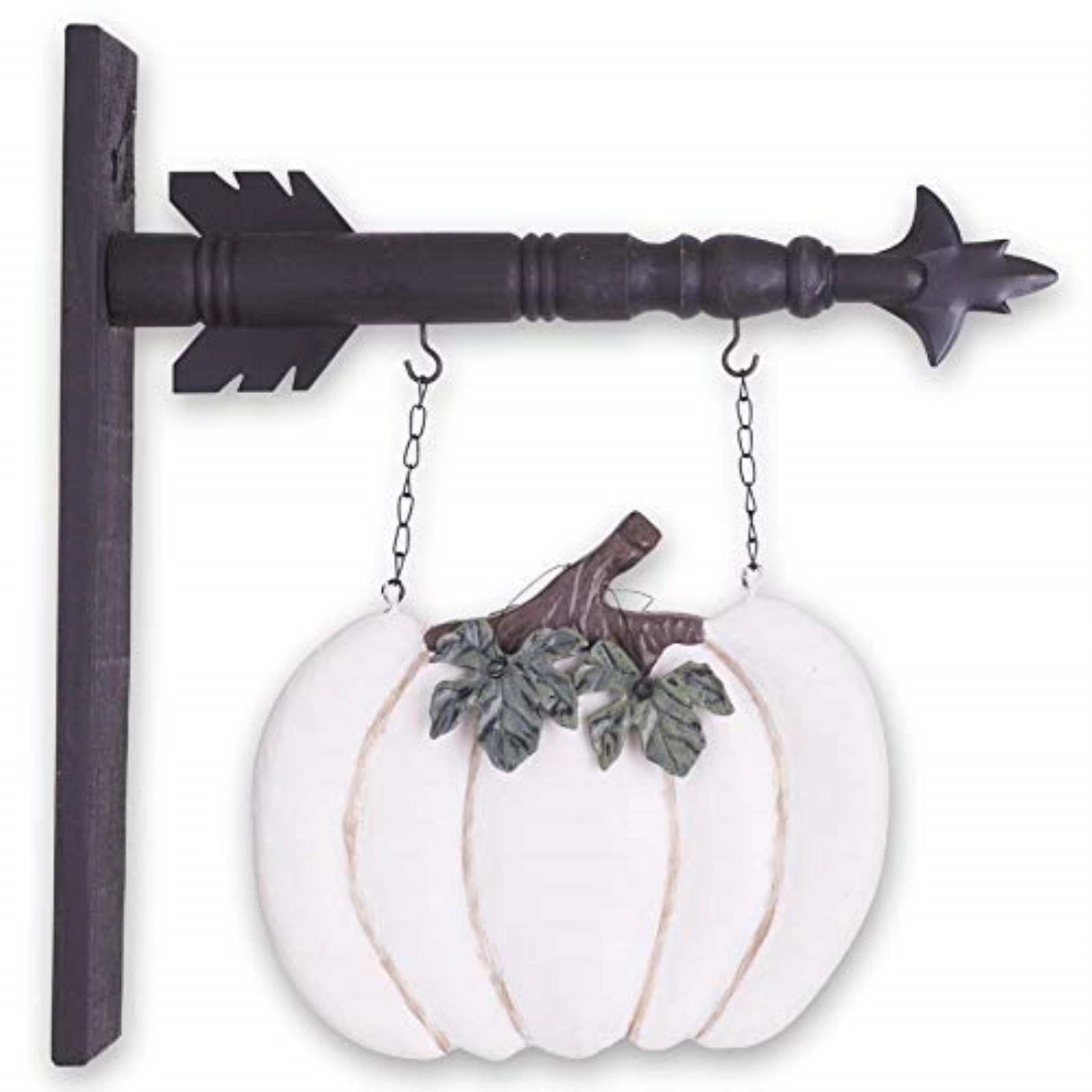 K&K Interiors Resin Whitewashed Pumpkin Hanging Arrow Replacement Sign 11 inch - Arrow Sold Separately