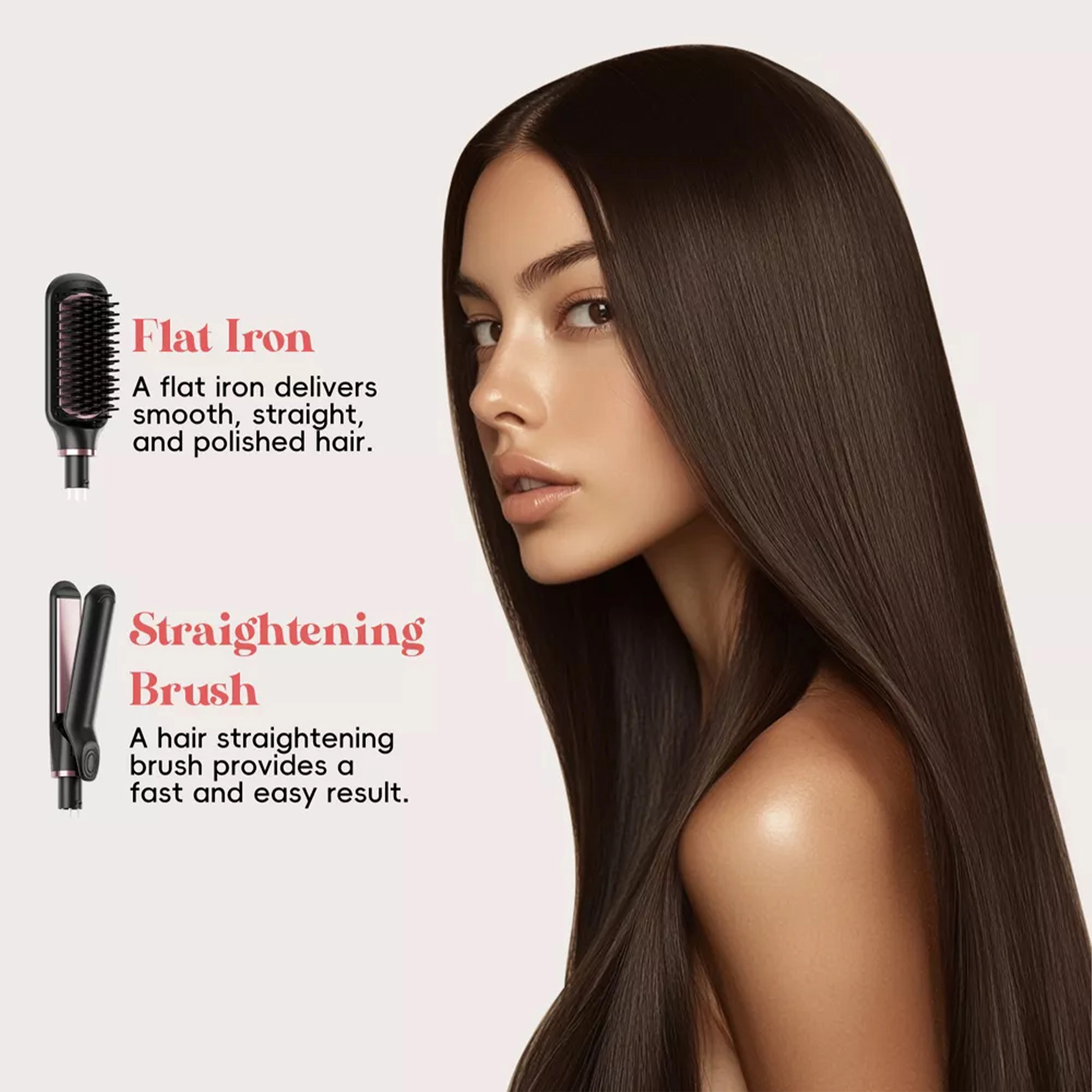 NICEBAY Thermal Hair Brush, Curling Iron Hair Styling Tools, Flat Iron Hair Straightener, Curling Wand Hair Tools