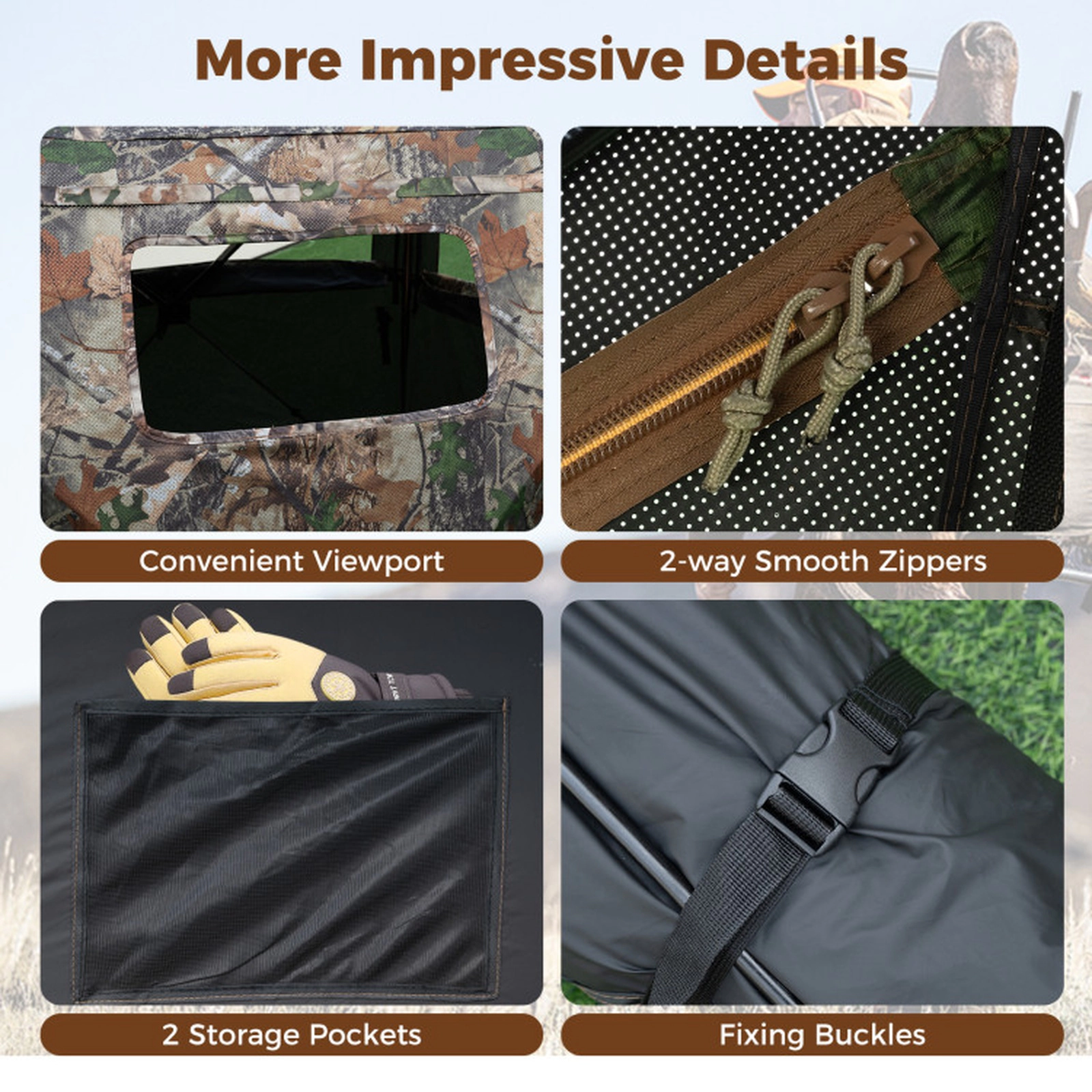 SUGIFT Modular One-Way See-Through Hunting Ground Blinds 2-6 Person Side-by-Side Camouflage