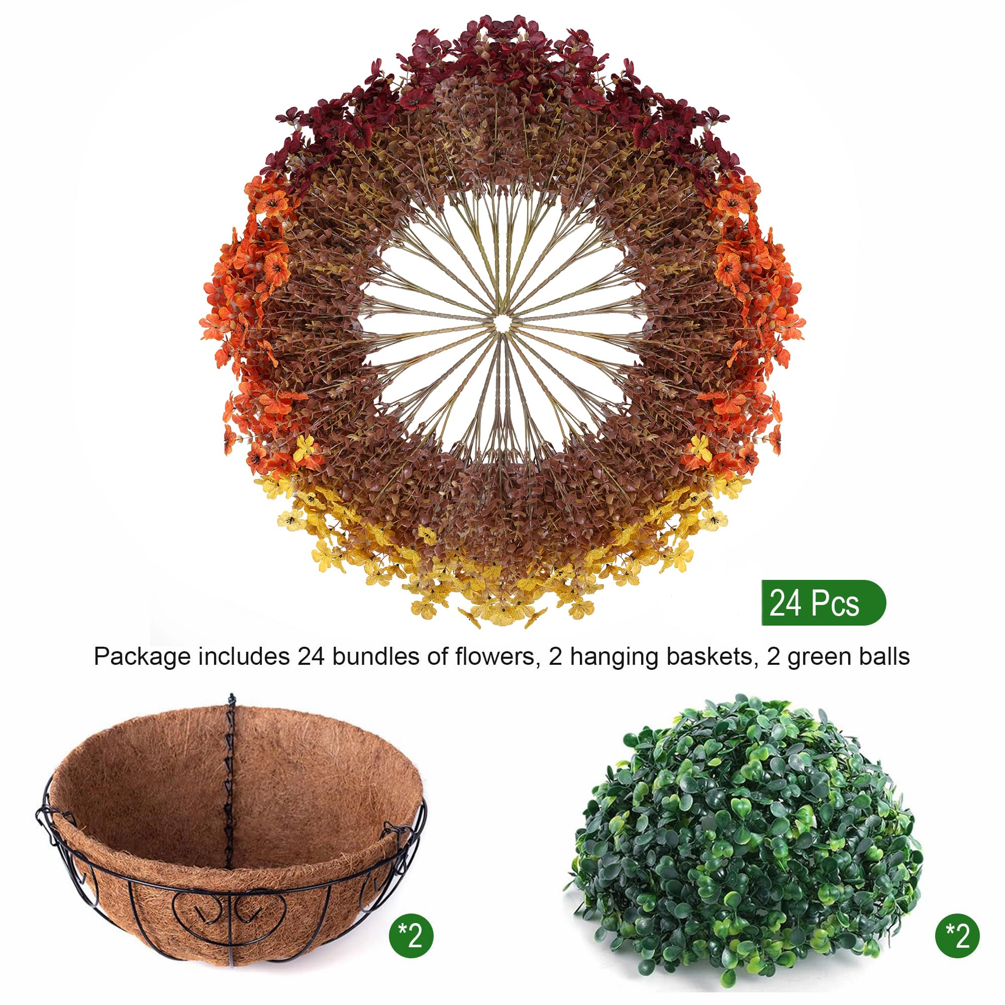 PUPWE Artificial Outdoor Flowers Hanging Basket
