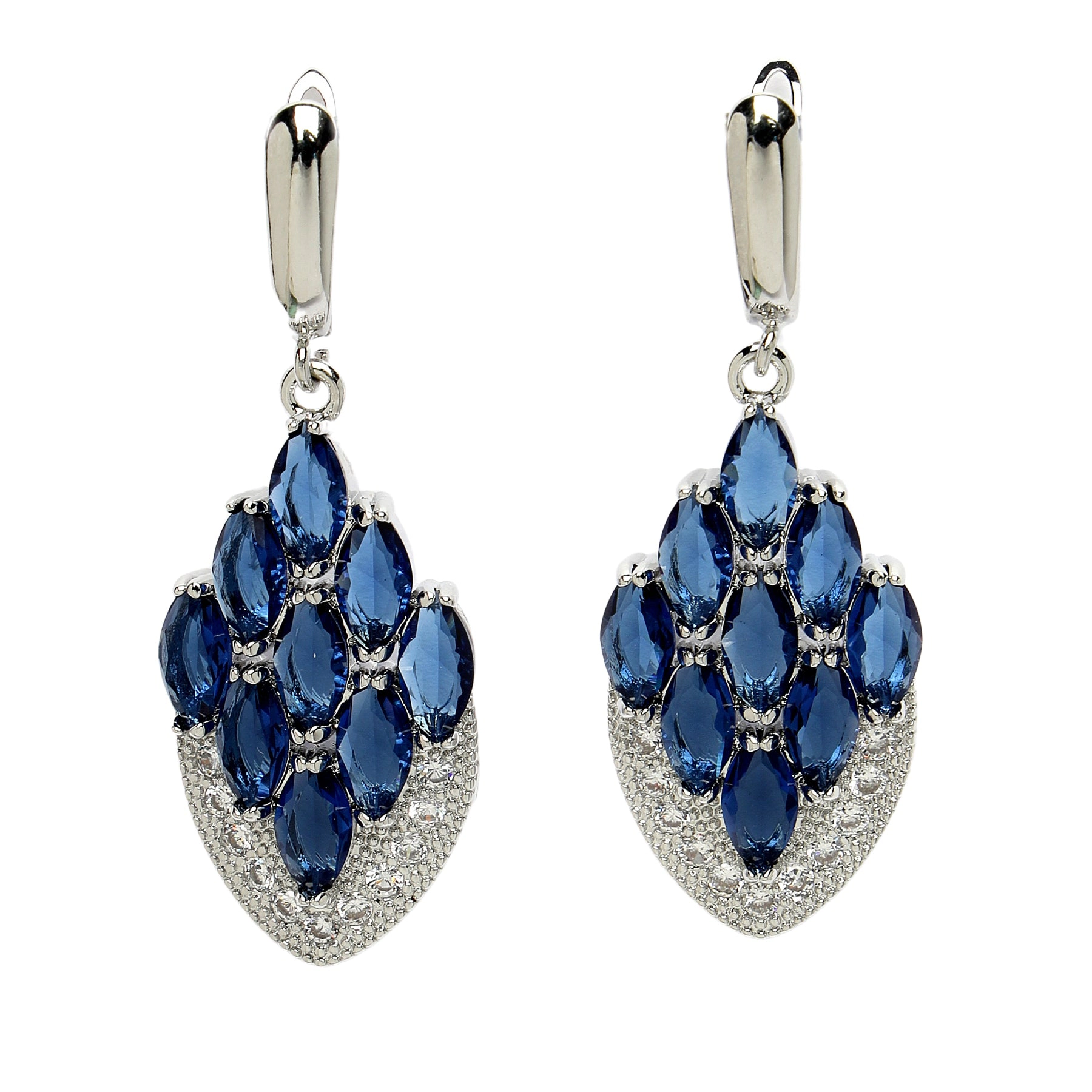 AGP PARIS Womens Diva Collection Peacock Feather Drop Earrings