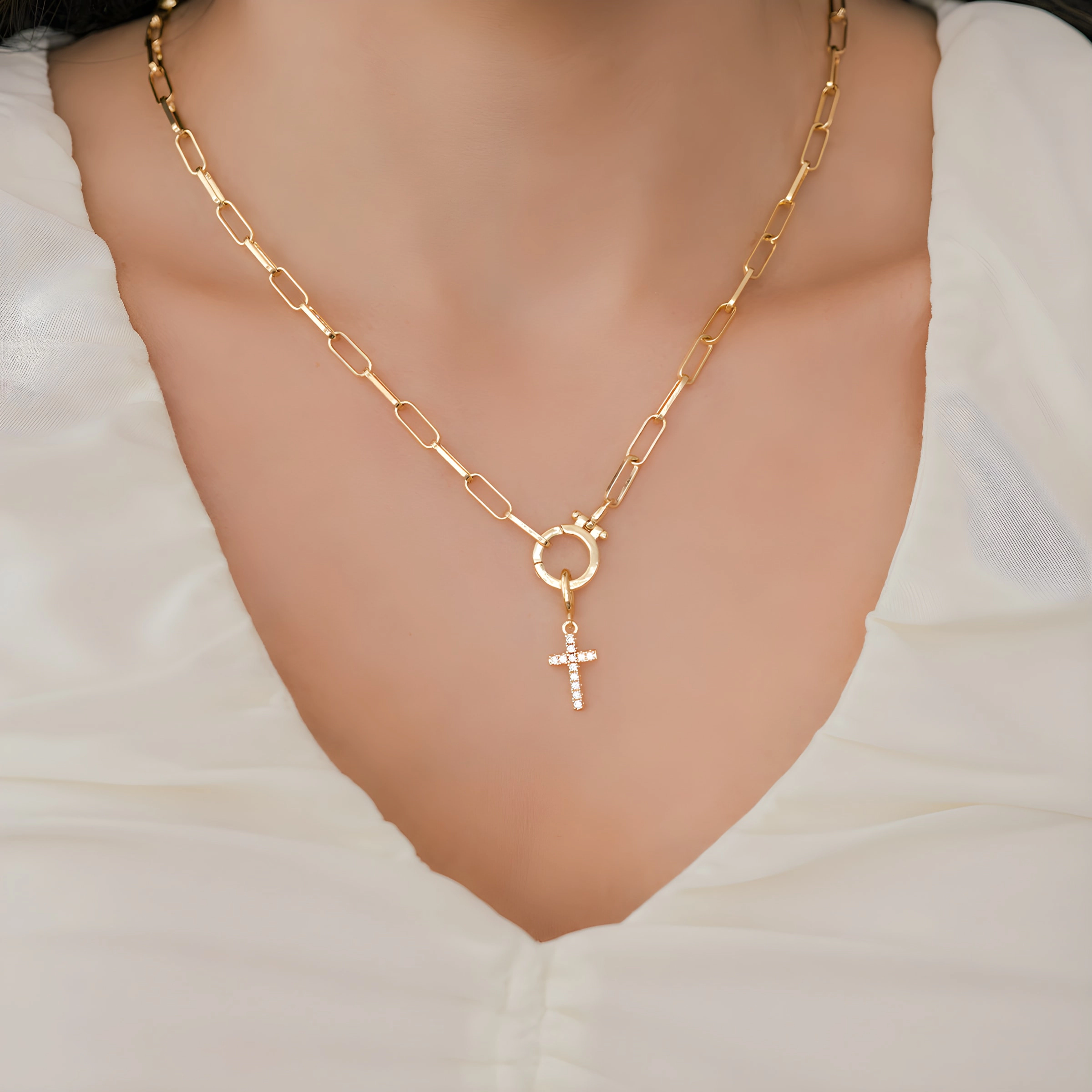 Mint & Lily Women's Pave Cross Charm