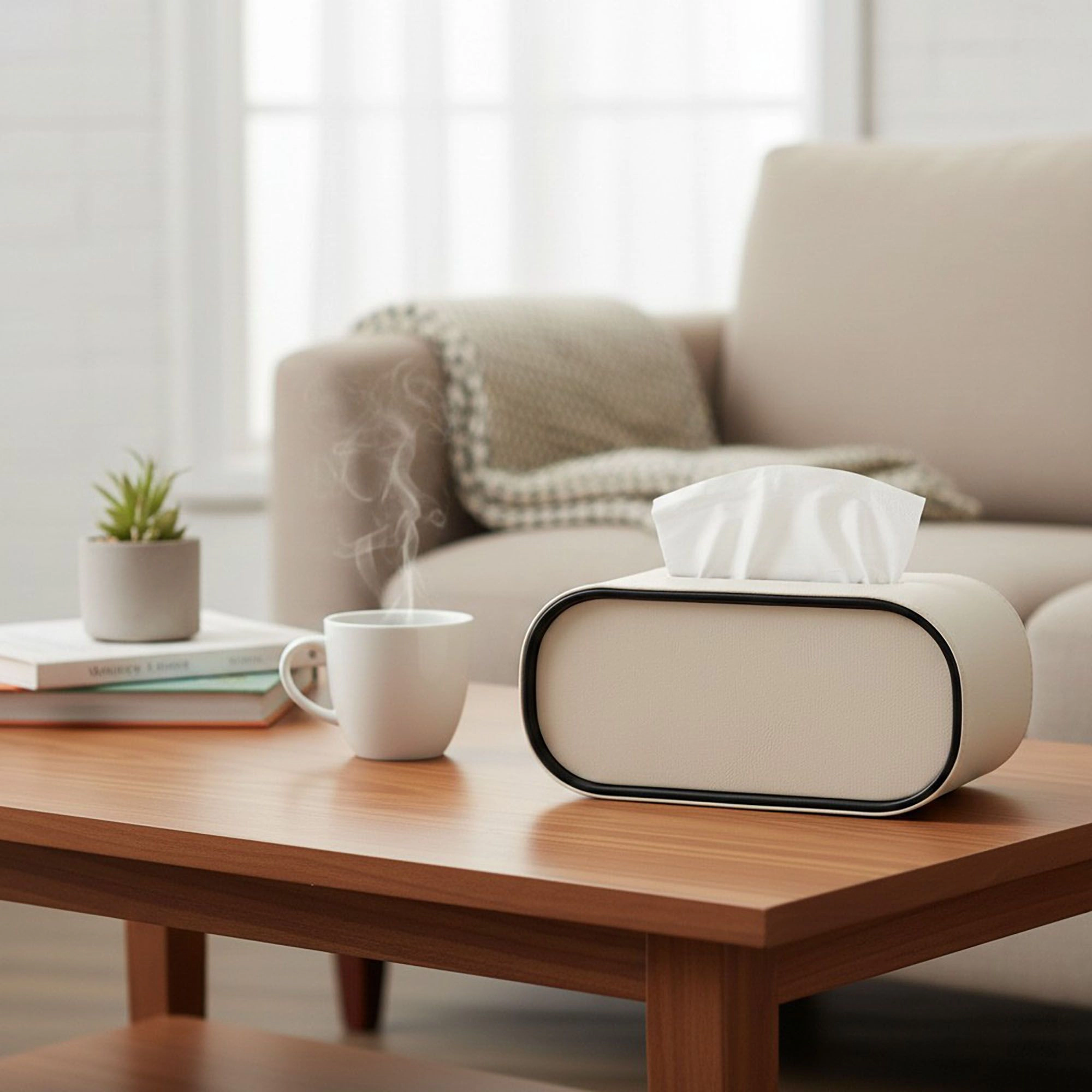 Alilang Unisex Rounded Minimalist Tissue Box Cover with Smooth Contoured Design