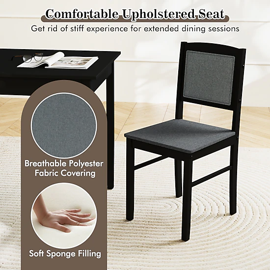 SUGIFT 5-Piece Farmhouse Dining Set for 4, 45-Inch Table with Upholstered Chairs