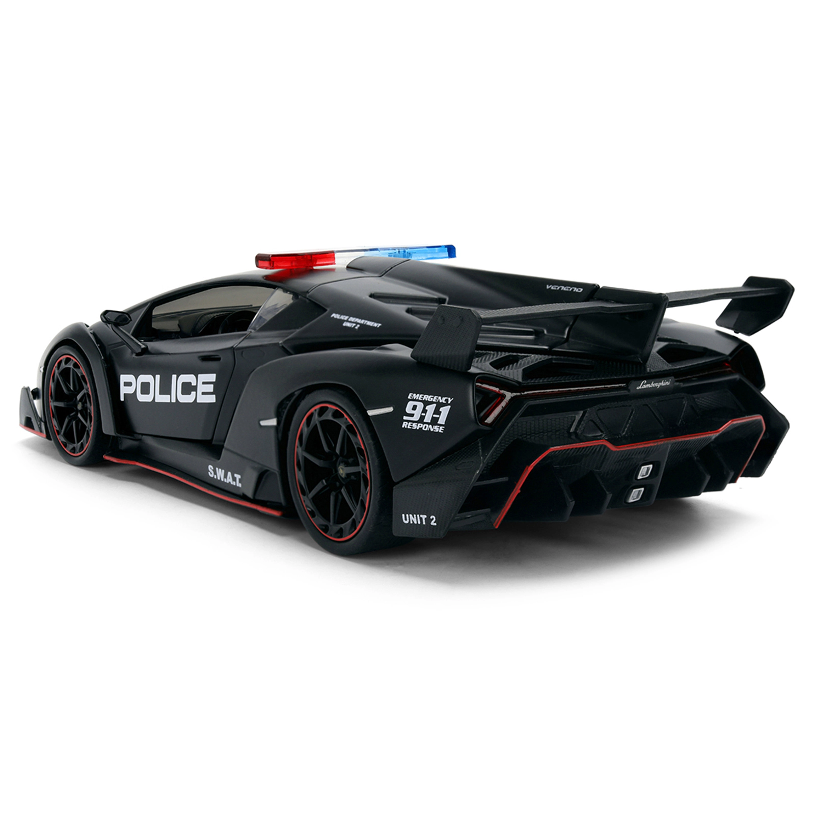 Jada Lamborghini Veneno "Police" Matt Black "Hyper-Spec" Series 1/24 Diecast Model Car by Jada