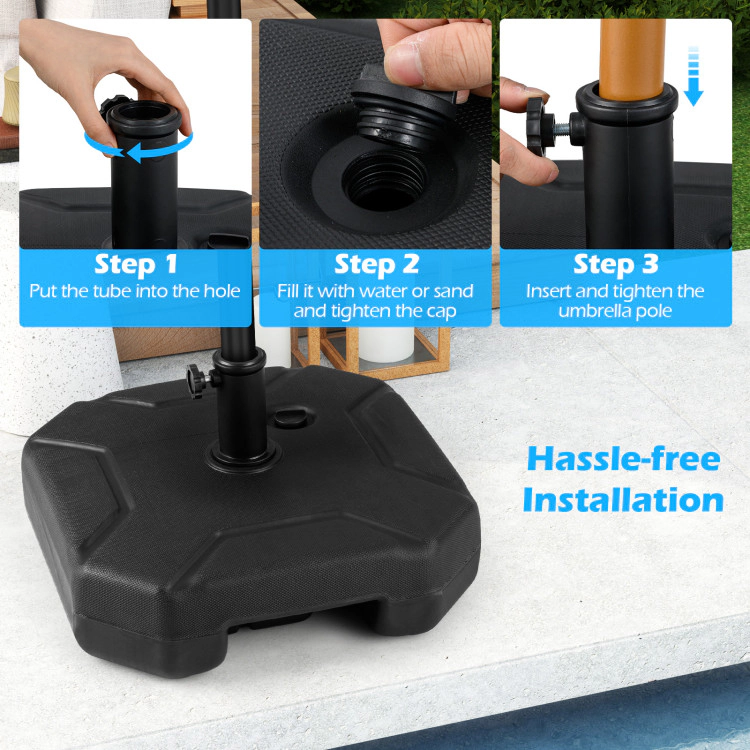 Hivvago 17 Inch 88 Lbs Heavy-Duty Fillable Umbrella Base With Handle