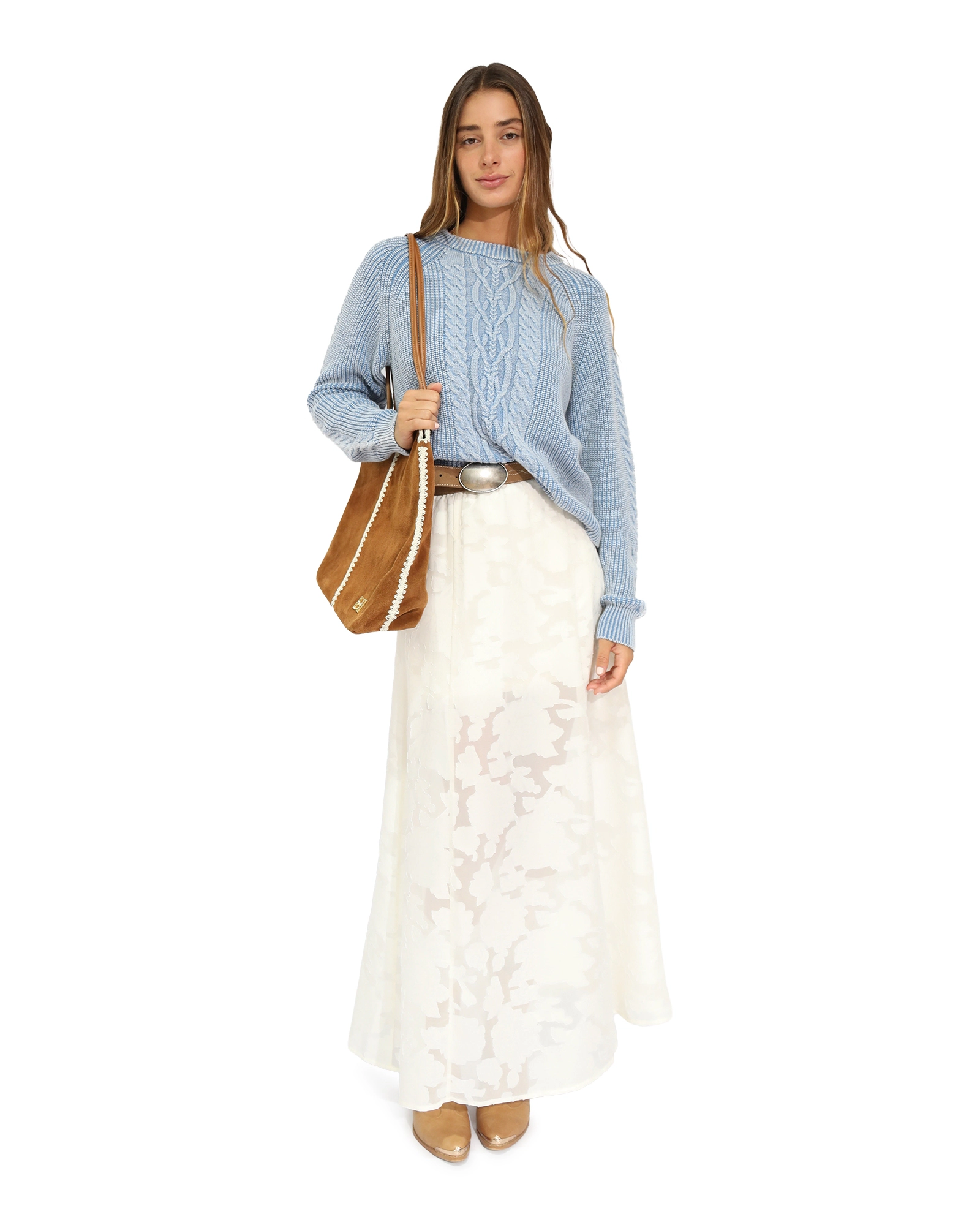 Belle & Bloom Hudson Street Cable Garment Dyed Sweater