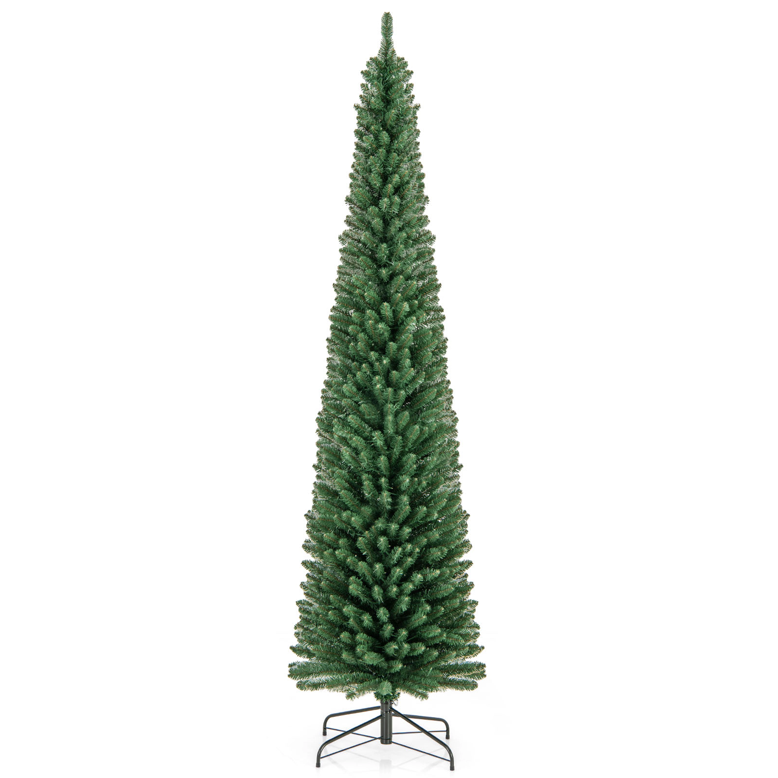 LJG Pencil Christmas Tree with Memory Wire Branch Tips and Warm LED Lights-8FT