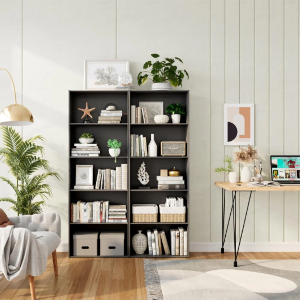 Hivvago 5-Shelf Storage Bookcase Modern Multi-Functional Display Cabinet Furniture