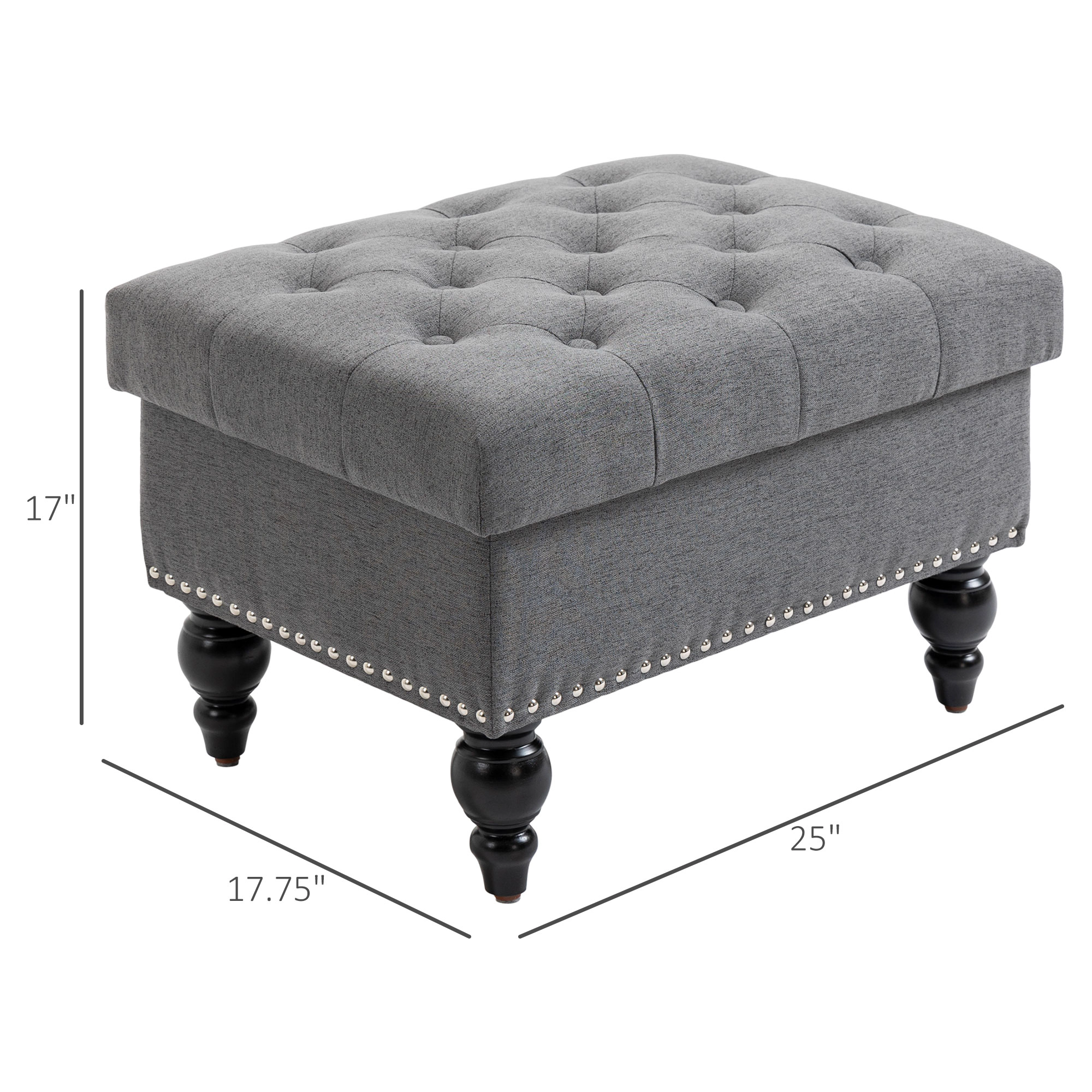 Hivvago 25 Inch Storage Ottoman With Lift-Off Lid
