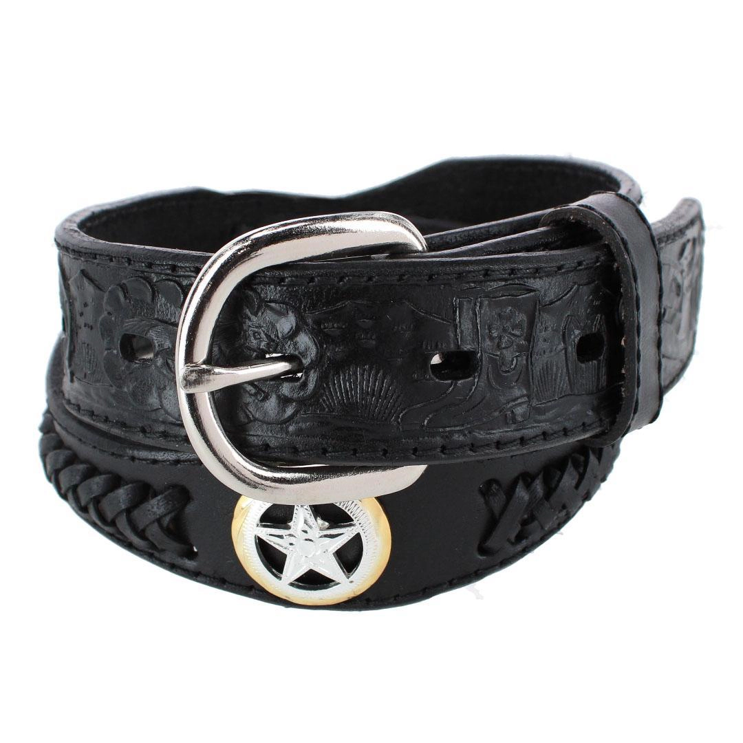 CTM® Boy's Gold & Silver Star Concho Western Leather Belt