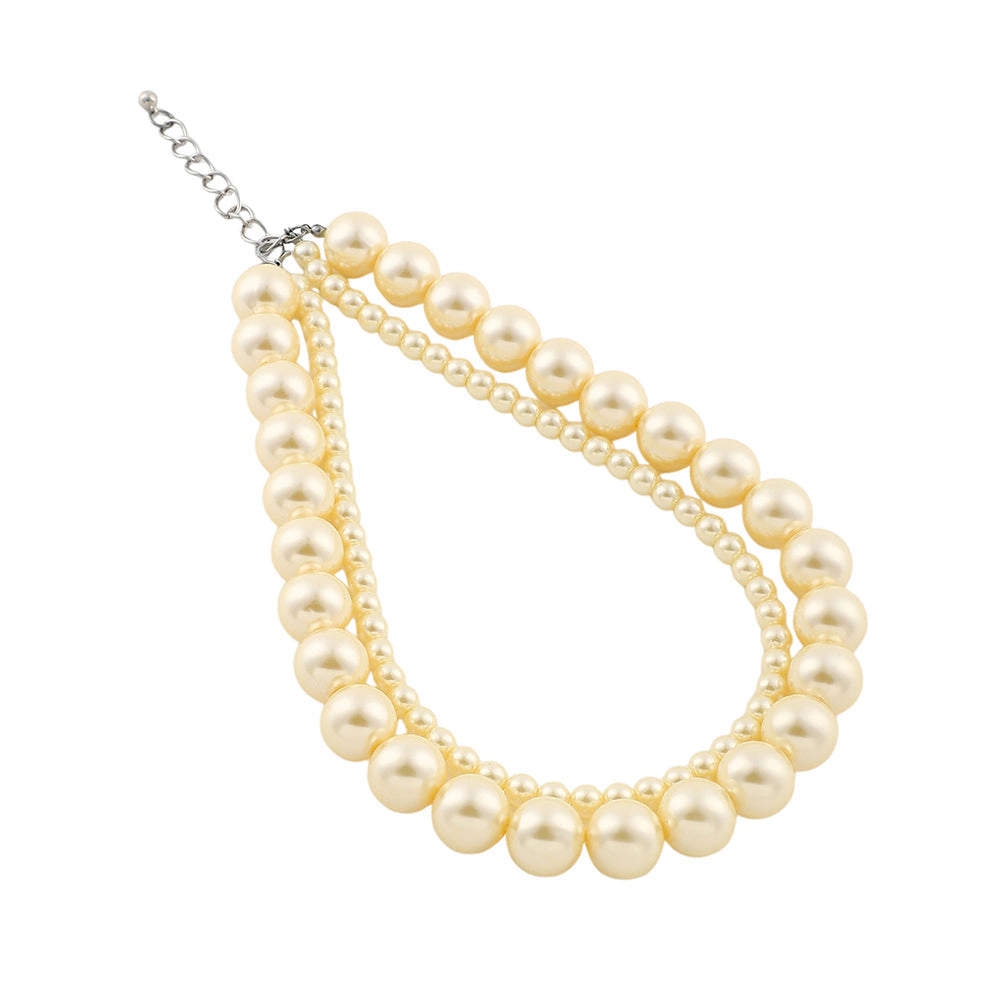 SOHI Women's Ivory White the Jackie Multi-Layer Necklace