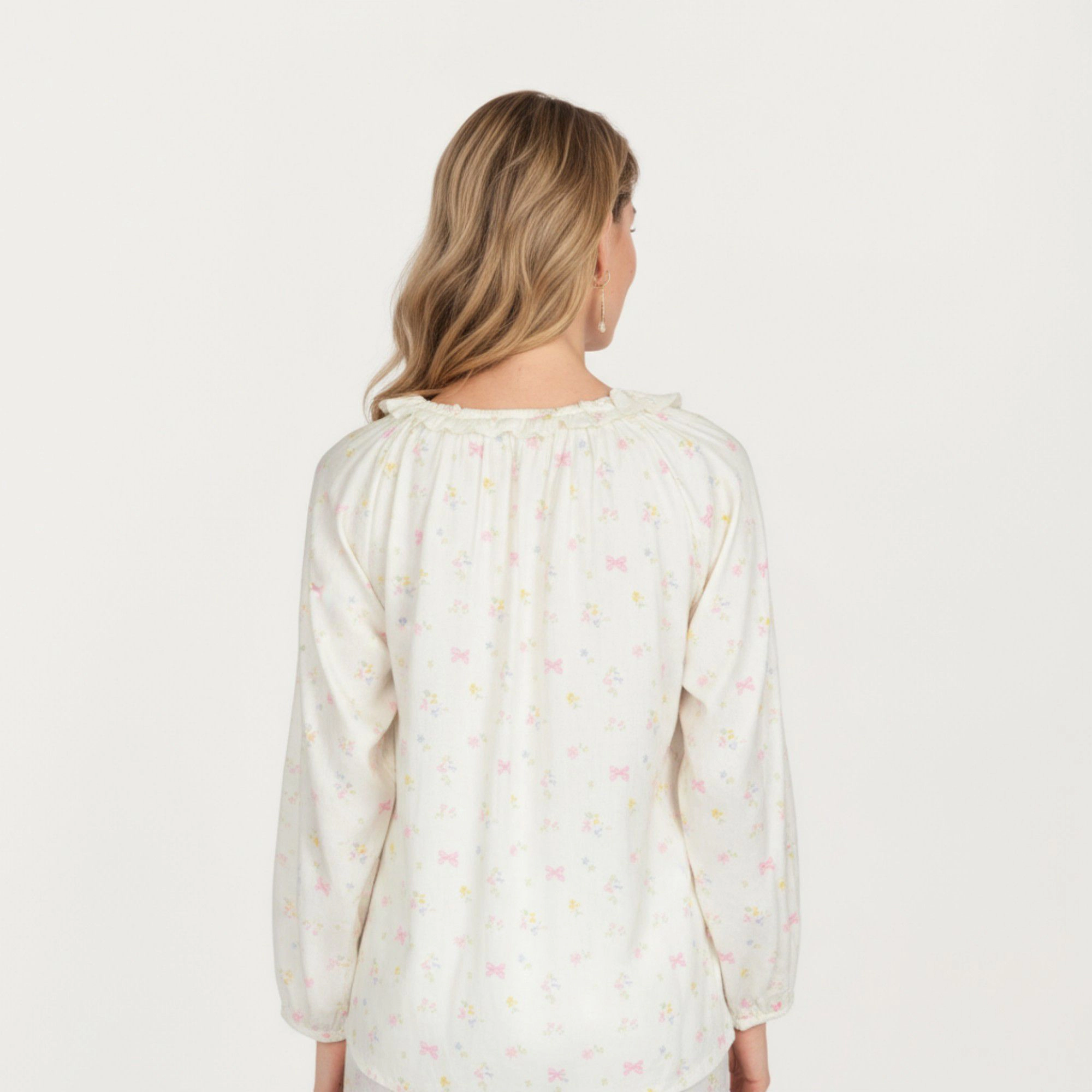 Anna-Kaci Women's 2-Piece Button Front Top with Built-In Chest Pads and Relaxed Pants Pajama Set Floral Print