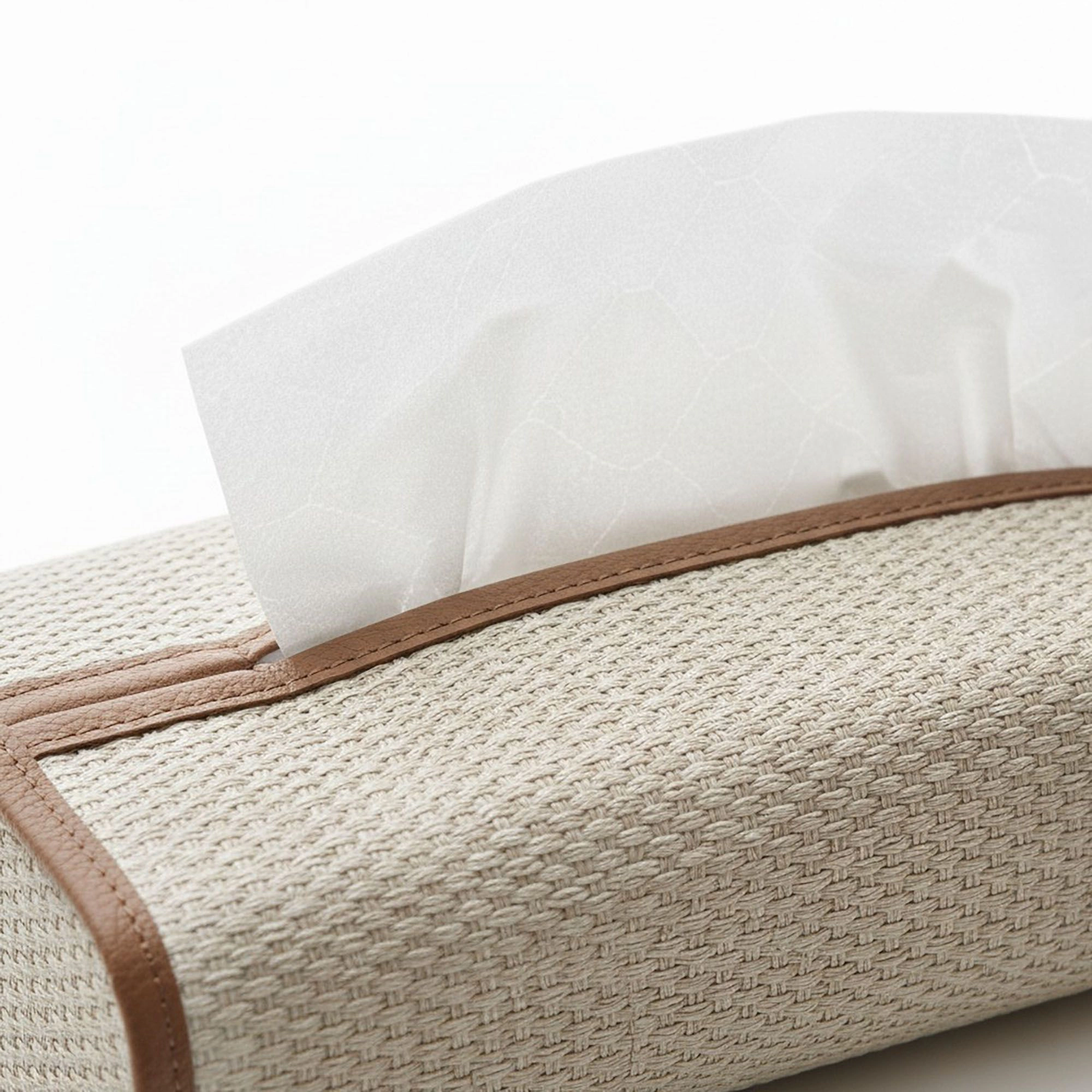 Alilang Women Textured Fabric Tissue Box Cover with Clean Trim Detail