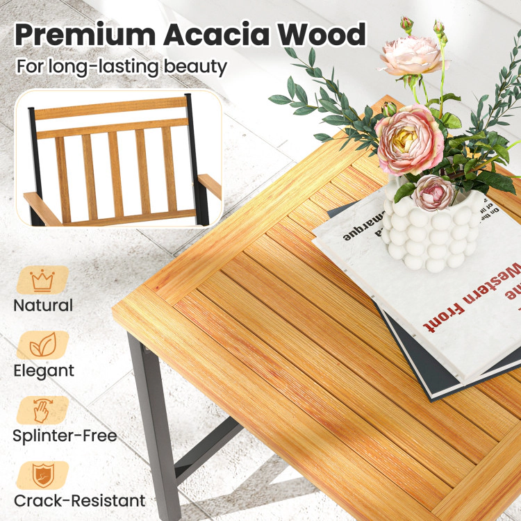 Hivvago 3 Pieces Outdoor Furniture Set Acacia Wood Patio Conversation Set With Cushions-White