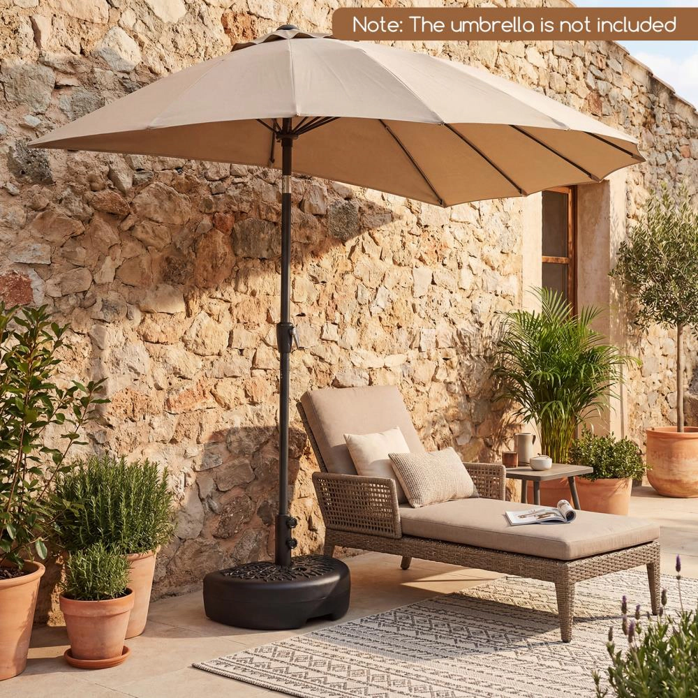 Hivvago 55 Lbs Half Round Patio Umbrella Base  For Deck Lawn Poolside